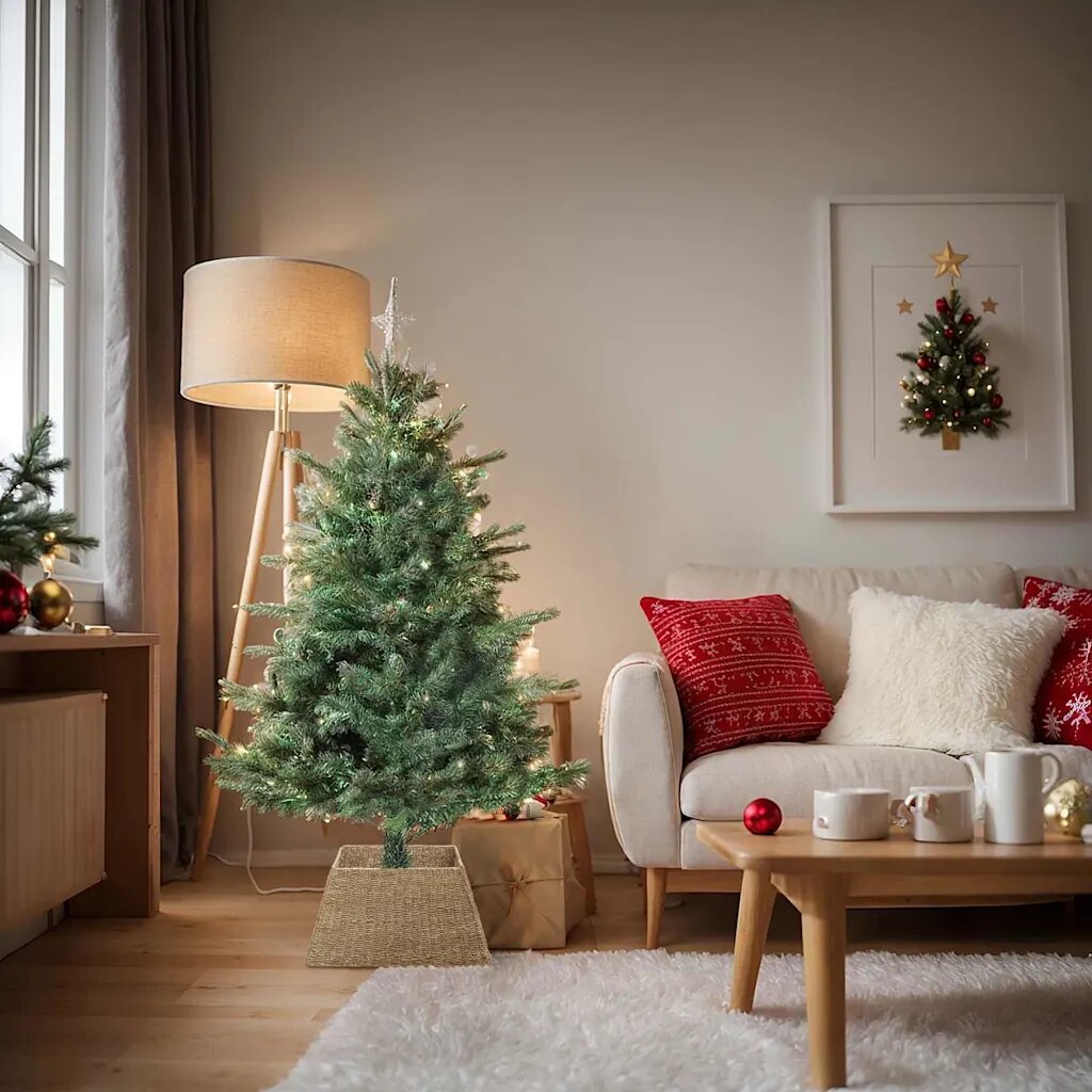 vidaXL Коло за коледно дърво Кафяво 50 x 50 x 25 cm Морска трева