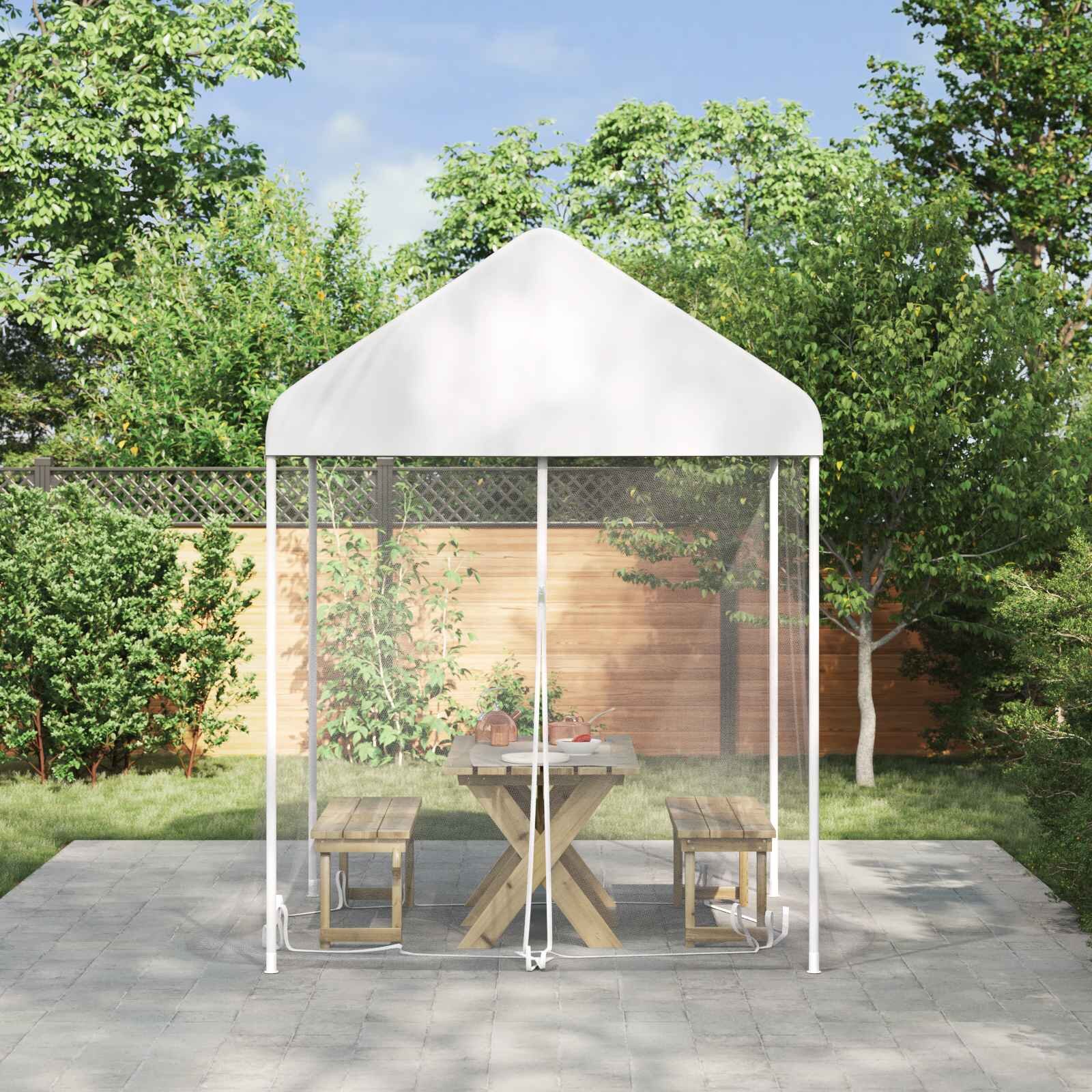 vidaXL Комарна мрежа за беседка 220 mesh Бяло 2 x 2 x 2 m Полиестер