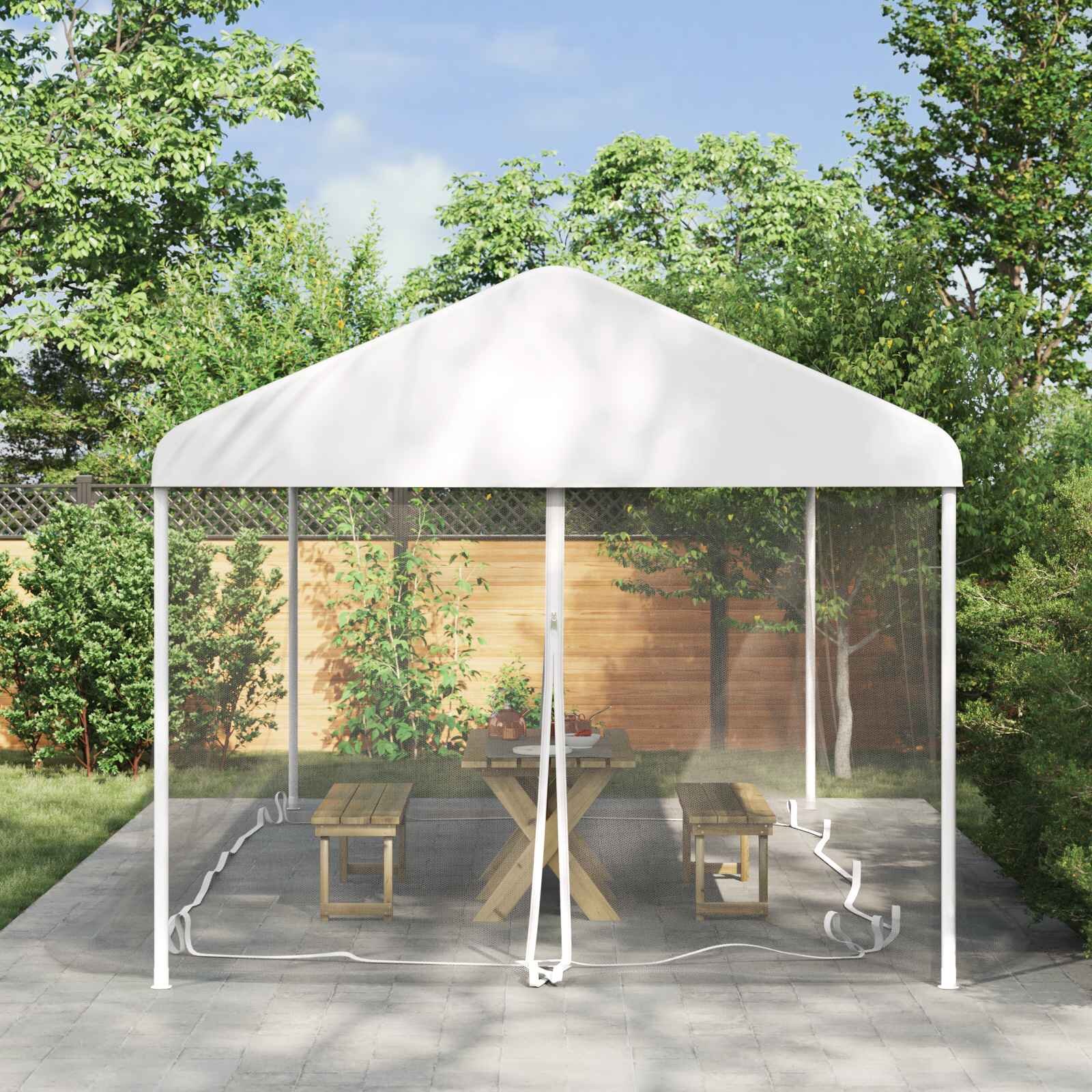 vidaXL Комарна мрежа за беседка 220 mesh Бяло 6 x 3 x 2 m Полиестер