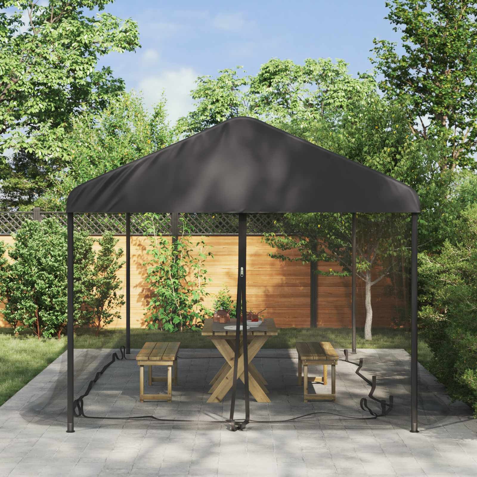 vidaXL Комарна мрежа за беседка 220 mesh Черно 6 x 3 x 2 m Полиестер