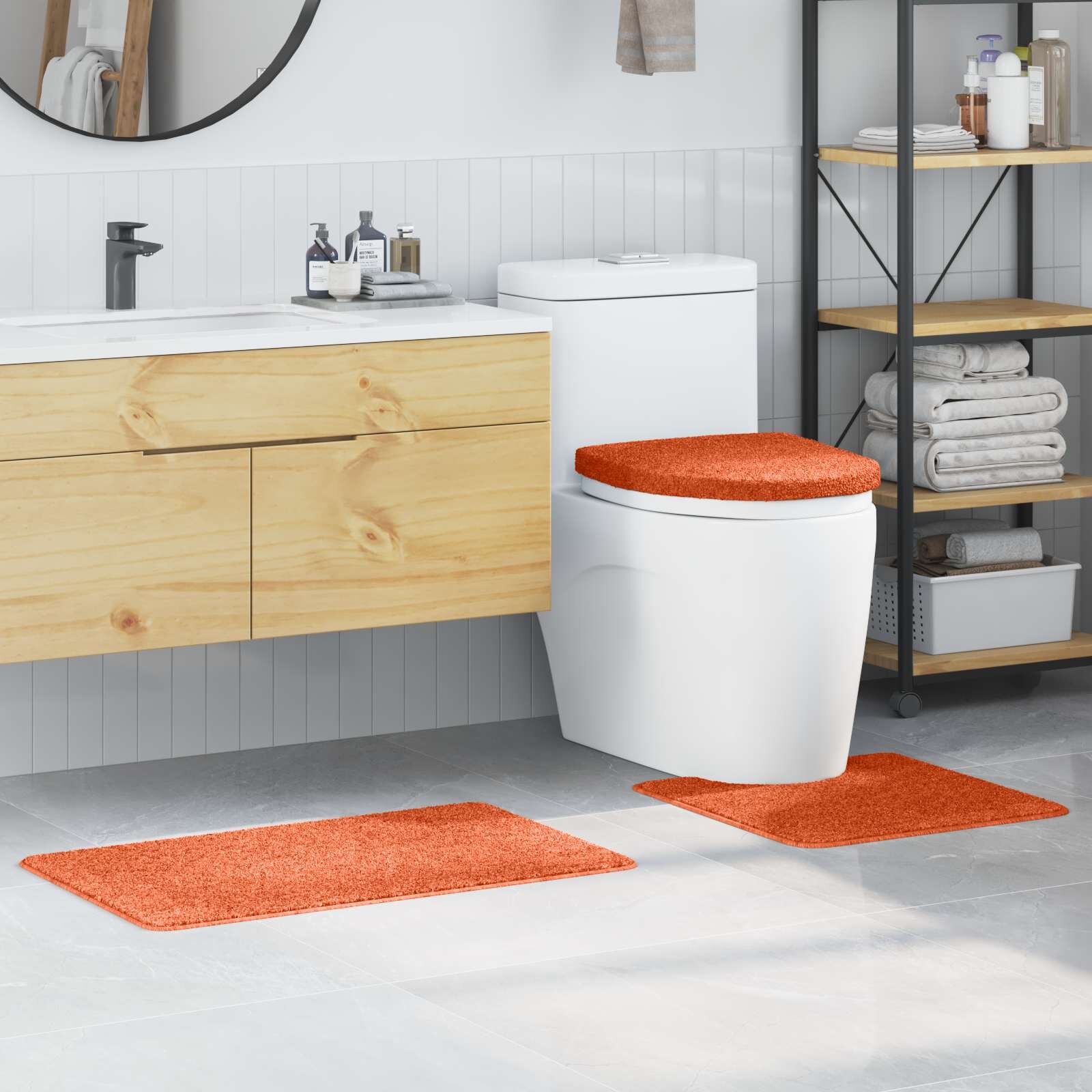 vidaXL Комплект антислип килими за баня 3 бр. Оранжево 50 x 80 cm ПП