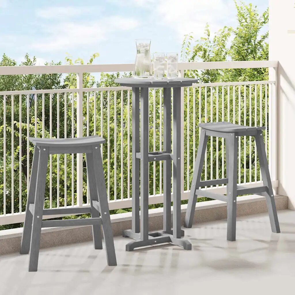 vidaXL Комплект бар за градина 3 бр. Светлосиво HDPE