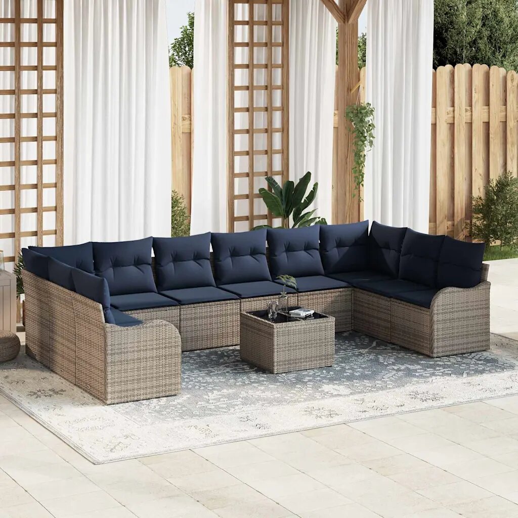 vidaXL Комплект дивани 11 бр. Сив Полиестер