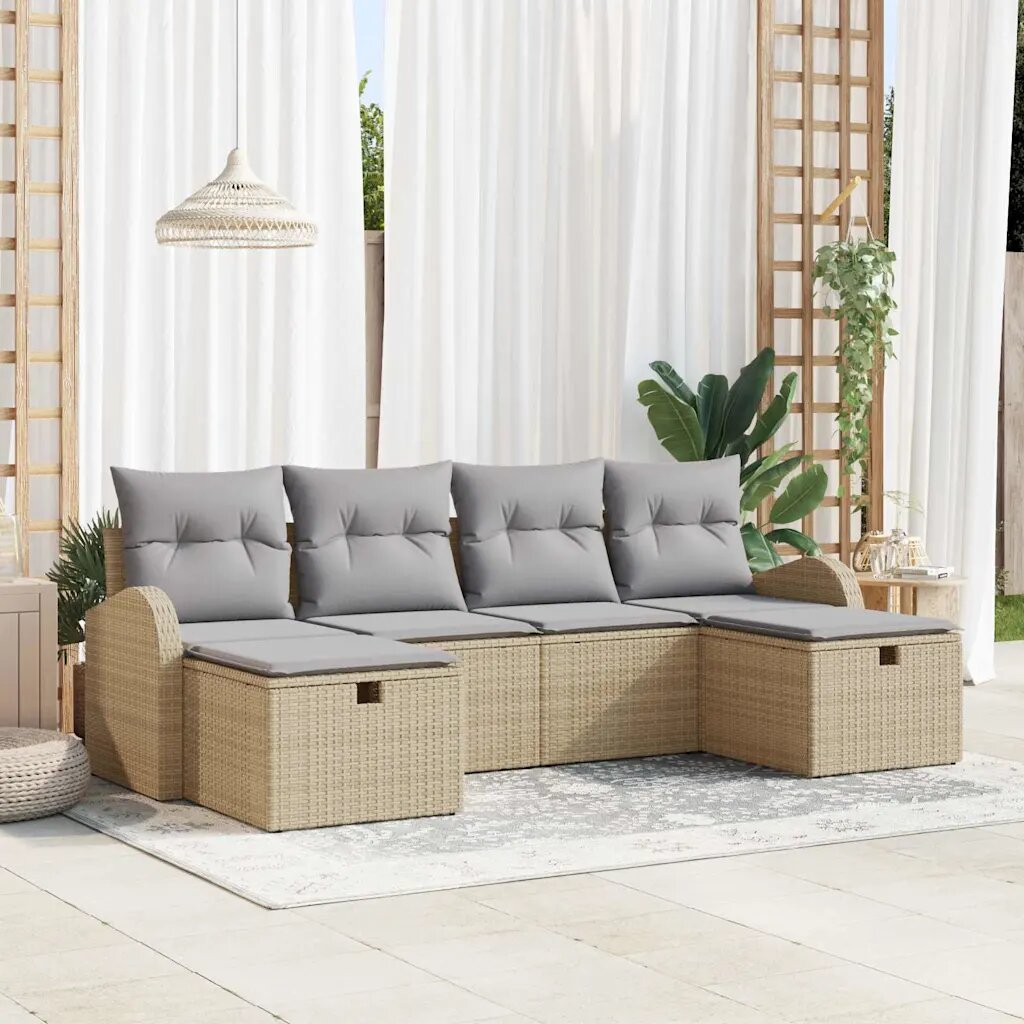 vidaXL Комплект дивани 6 бр. Бежов и Светло Сив 234 x 117 x 85 см