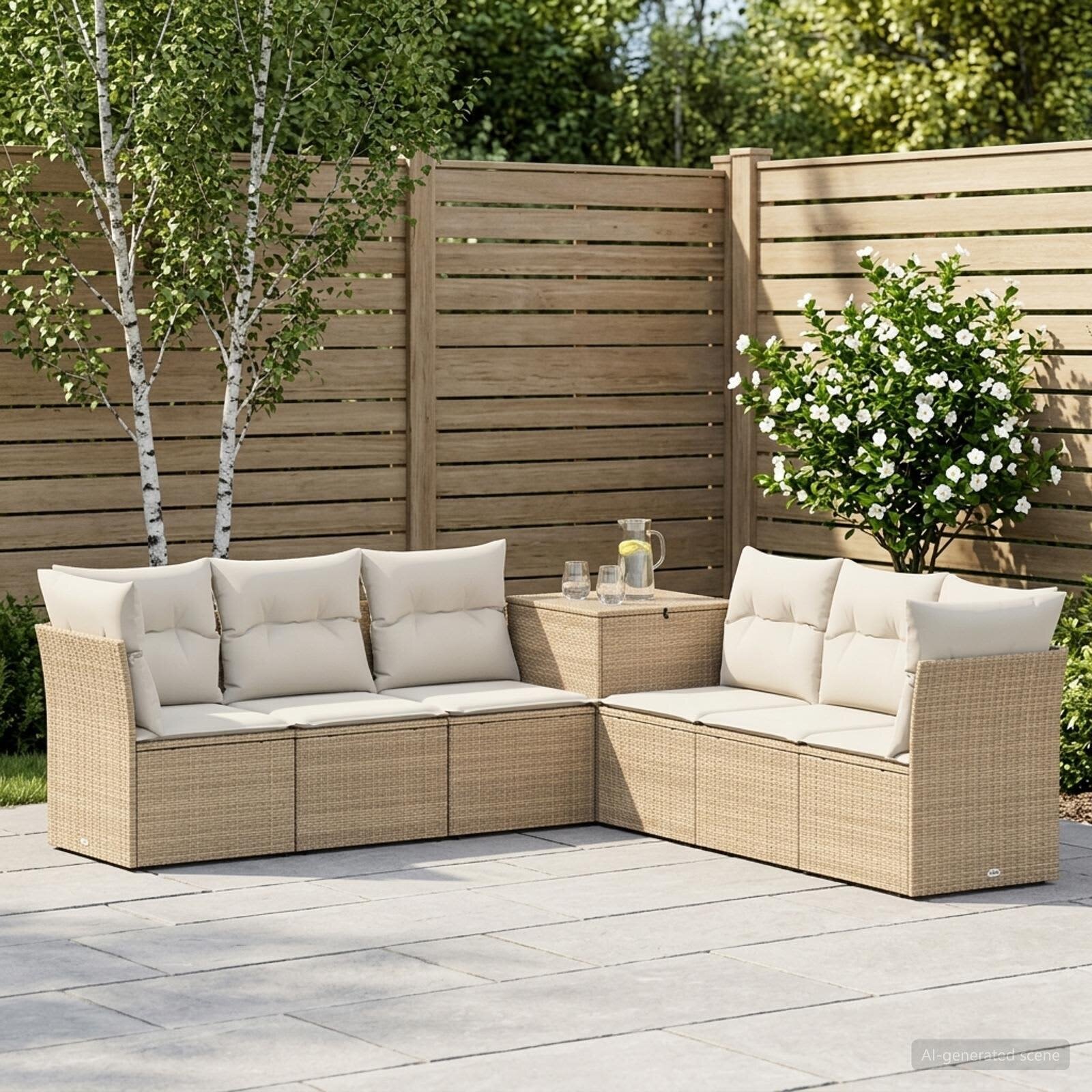 vidaXL Комплект дивани 7 бр. Бежов и кремаво бял 234 x 234 x 85 см