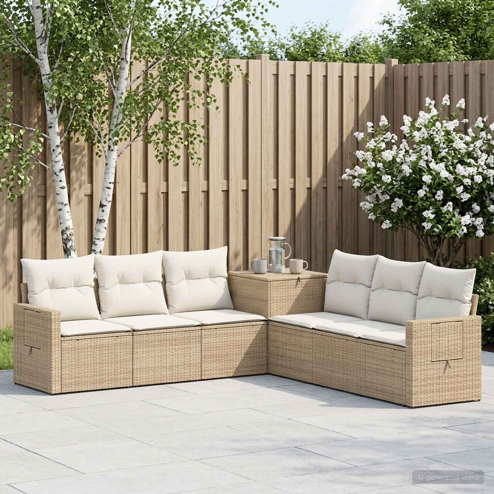 vidaXL Комплект дивани 7 бр. Бежов и кремаво бял 234 x 234 x 85 см