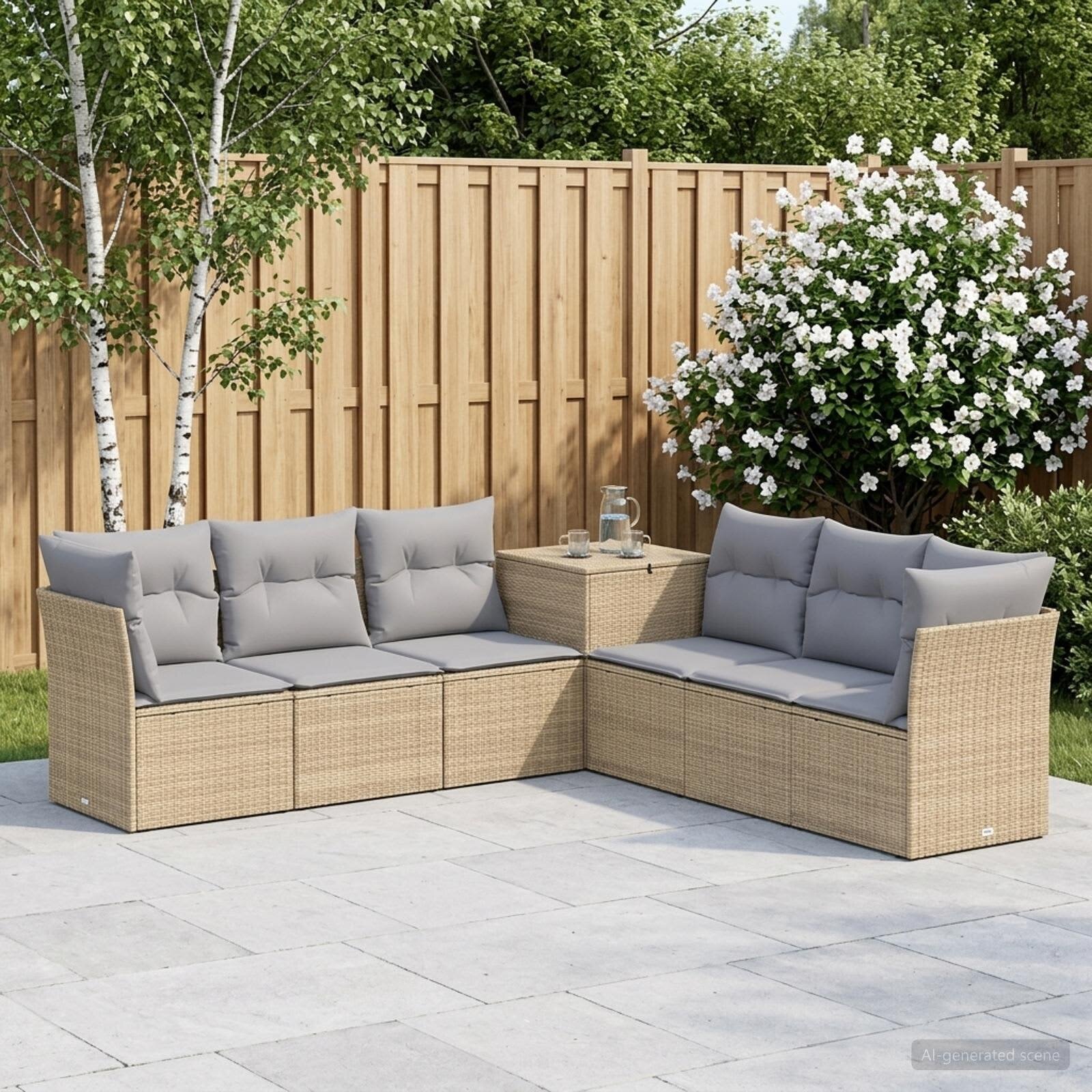 vidaXL Комплект дивани 7 бр. Бежов и Светло Сив 234 x 234 x 85 см