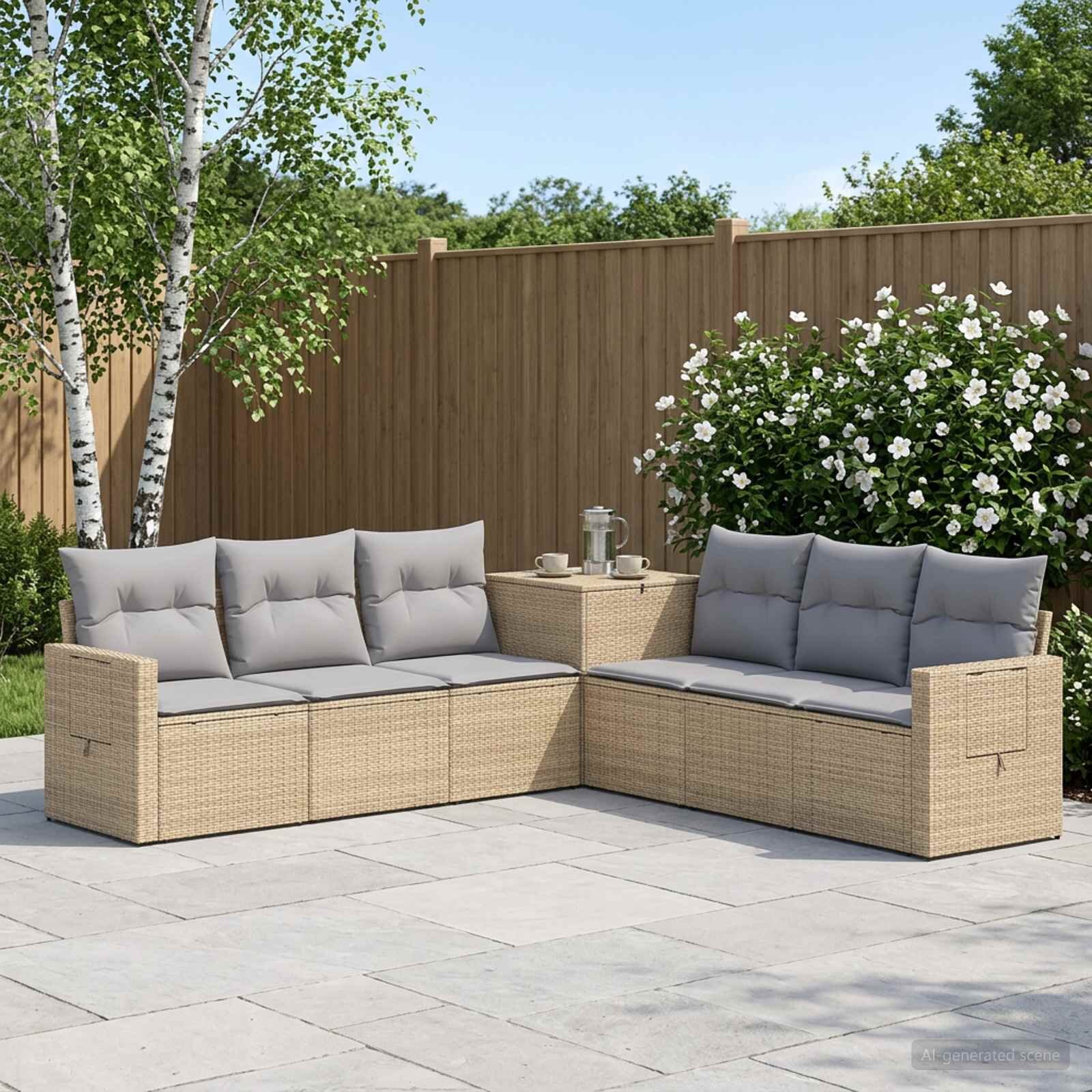 vidaXL Комплект дивани 7 бр. Бежов и Светло Сив 234 x 234 x 85 см