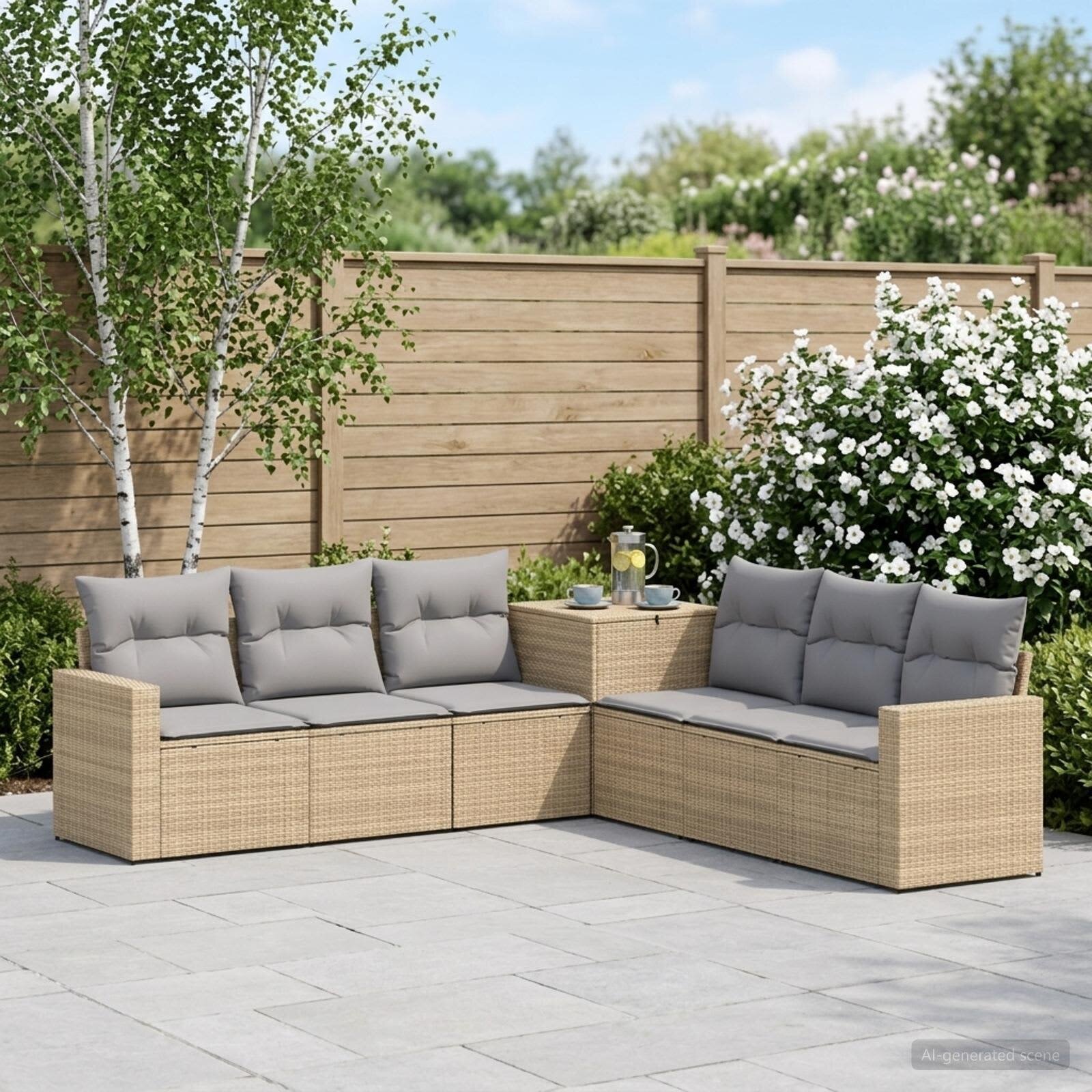 vidaXL Комплект дивани 7 бр. Бежов и Светло Сив 55 x 55 x 69 см