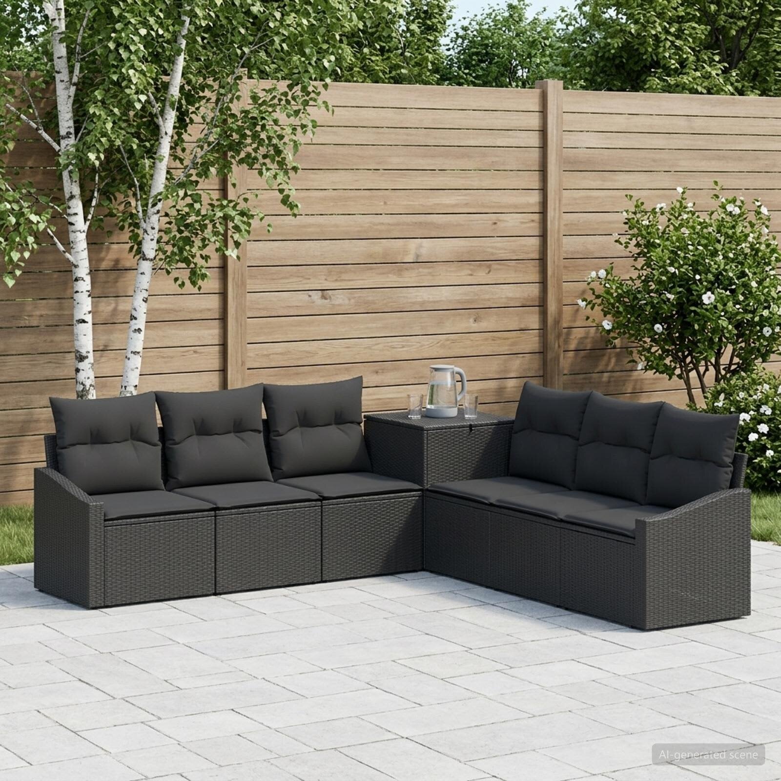 vidaXL Комплект дивани 7 бр. Черно 123 x 62 x 69 см