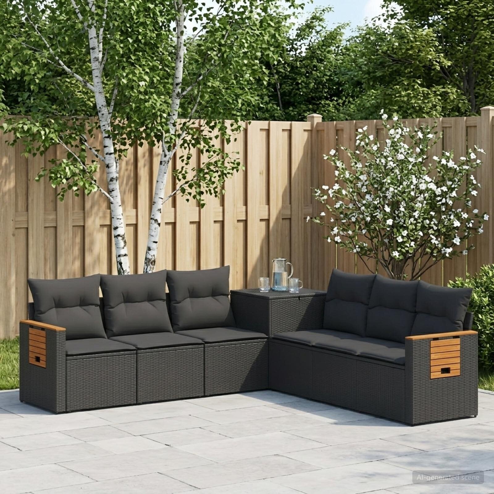 vidaXL Комплект дивани 7 бр. Черно 123 x 62 x 69 см
