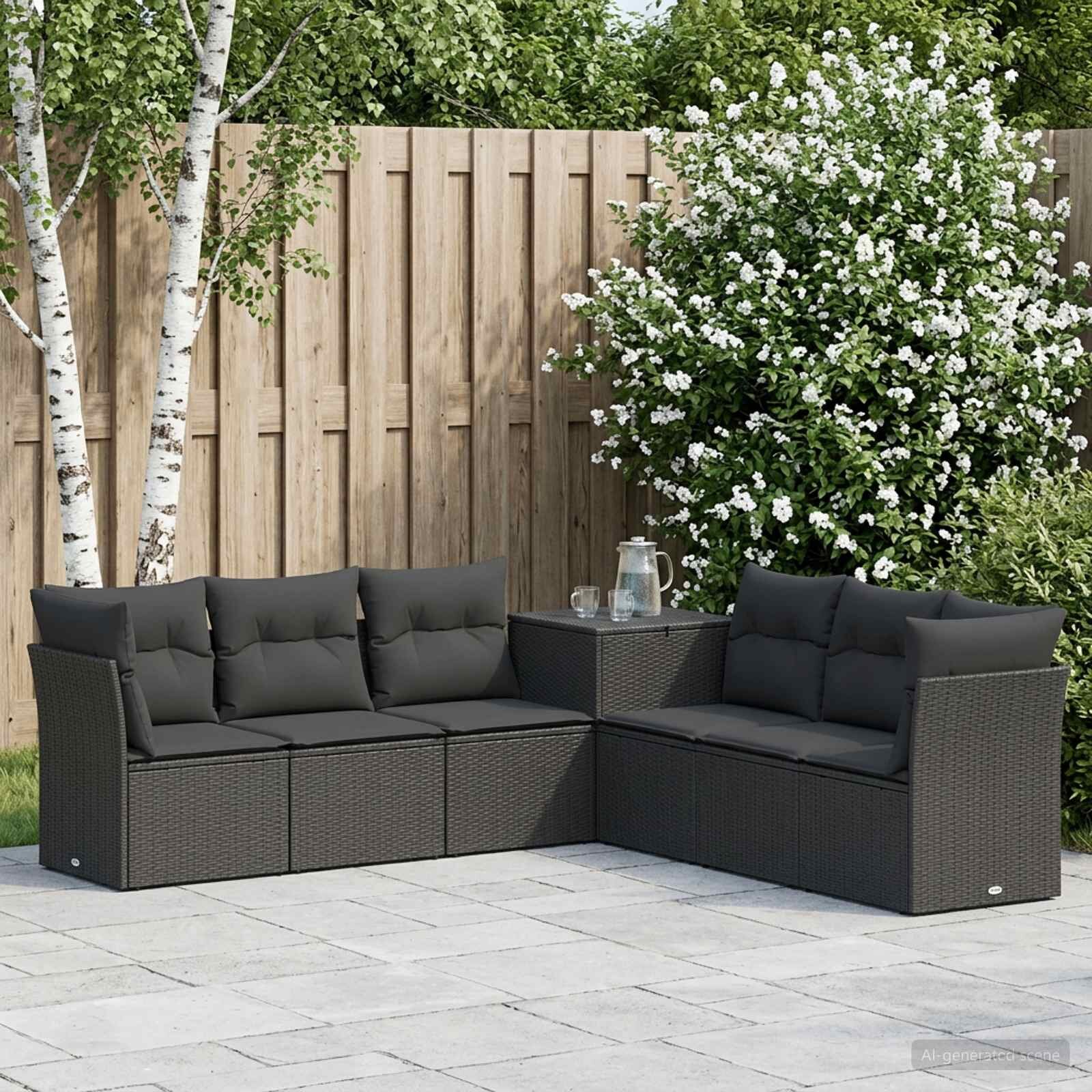 vidaXL Комплект дивани 7 бр. Черно 234 x 234 x 85 см