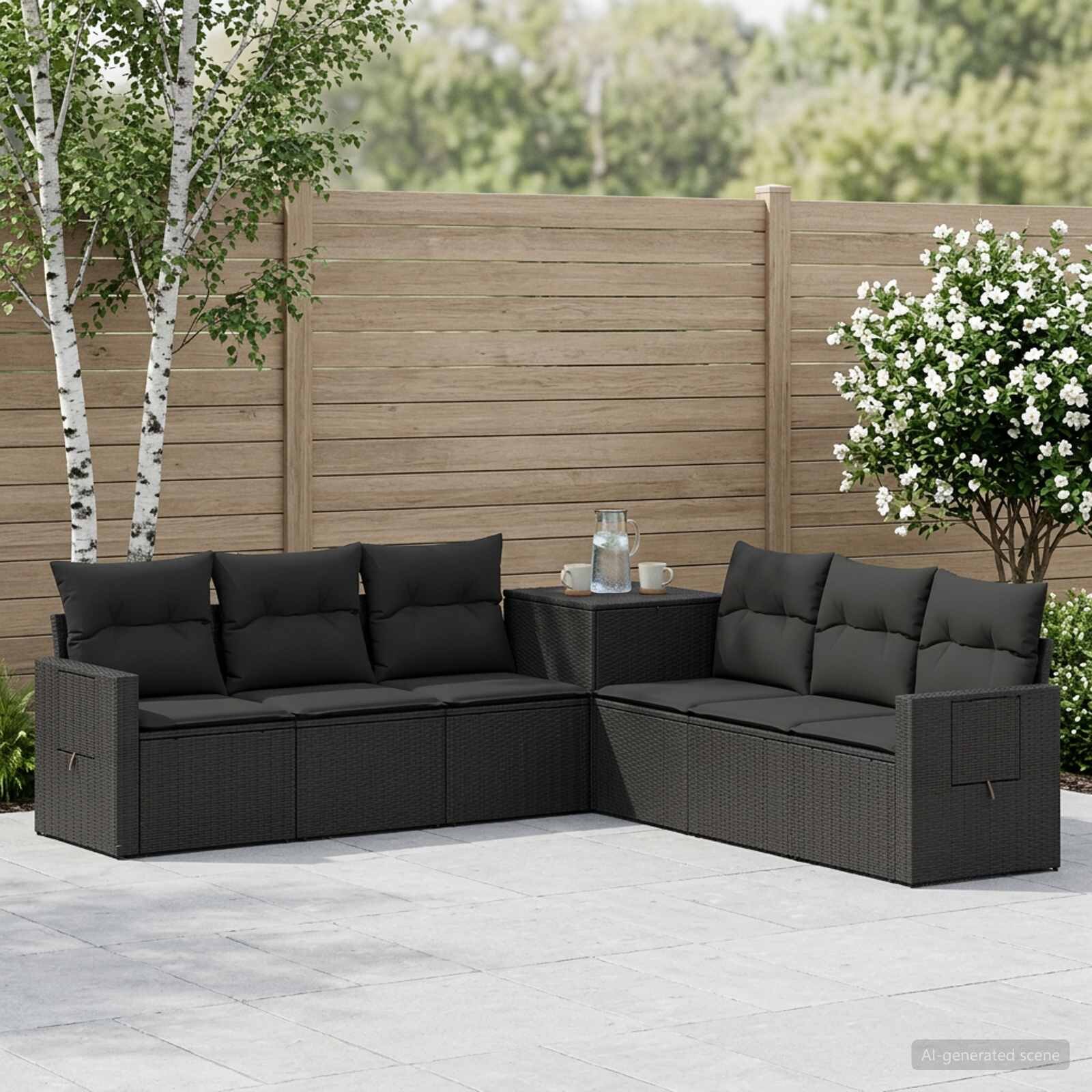 vidaXL Комплект дивани 7 бр. Черно 234 x 234 x 85 см