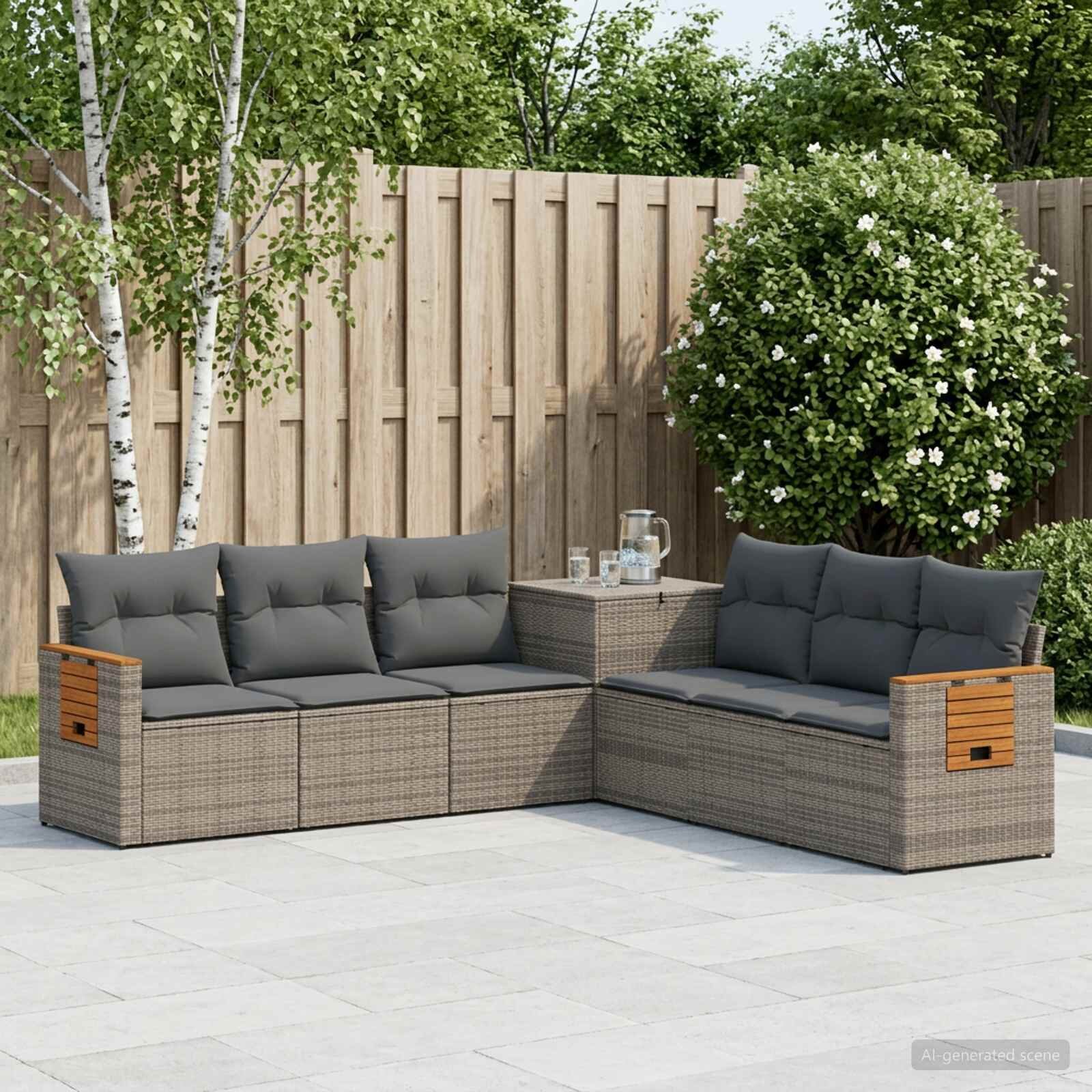 vidaXL Комплект дивани 7 бр. Сив и тъмен сив 123 x 62 x 69 см