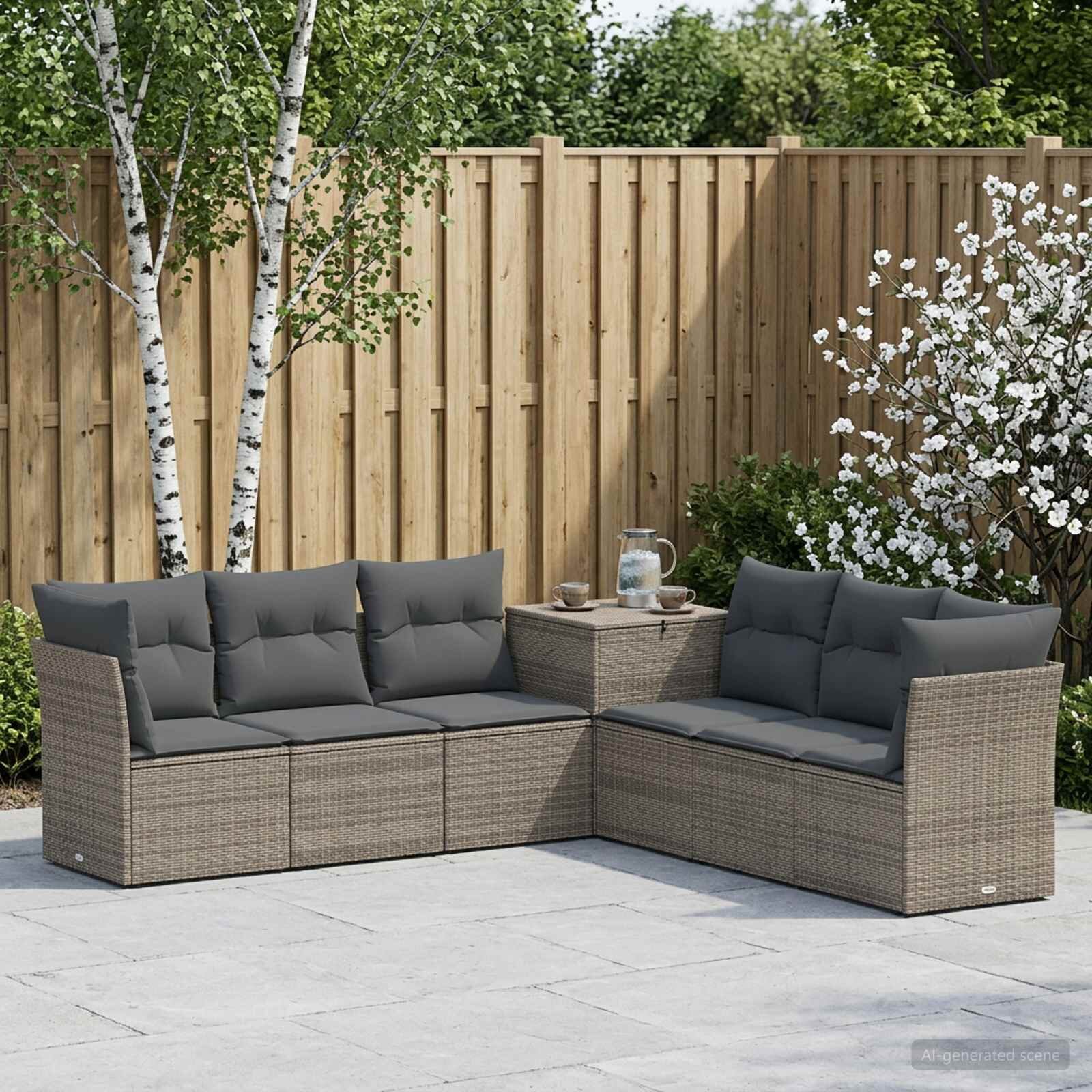 vidaXL Комплект дивани 7 бр. Сив и тъмен сив 234 x 234 x 85 см