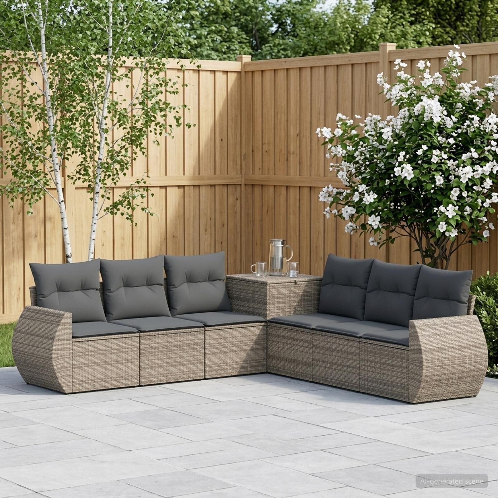 vidaXL Комплект дивани 7 бр. Сив и тъмен сив 243 x 243 x 85 см