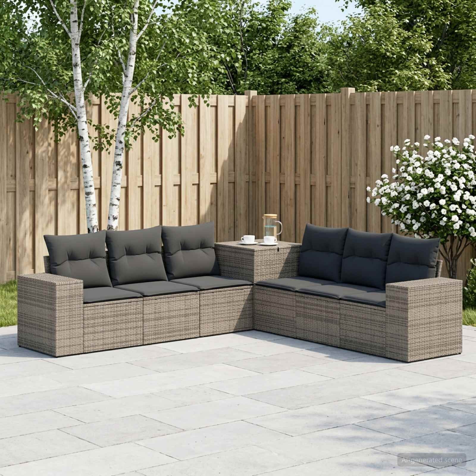 vidaXL Комплект дивани 7 бр. Сив и тъмен сив 55 x 55 x 69 см