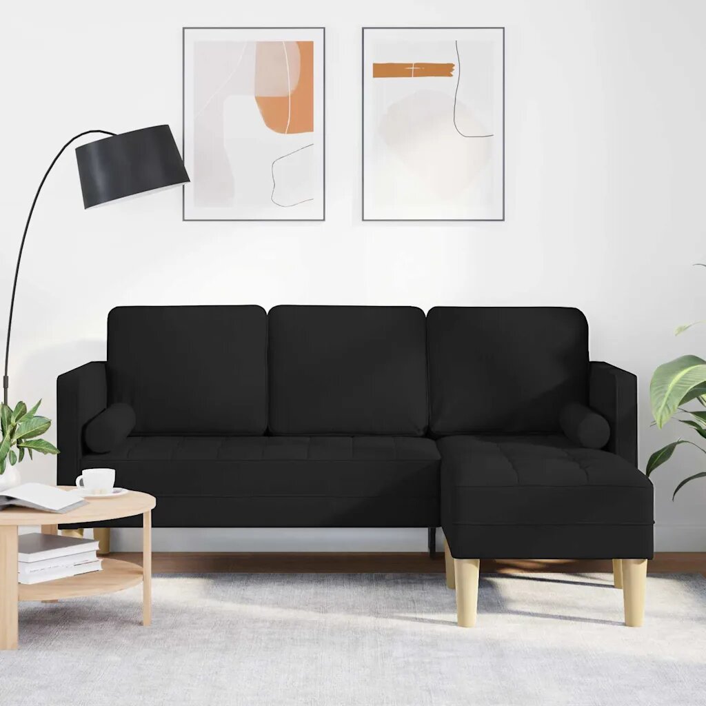 vidaXL Комплект дивани Черно 173 x 131 x 67 см Полиестер