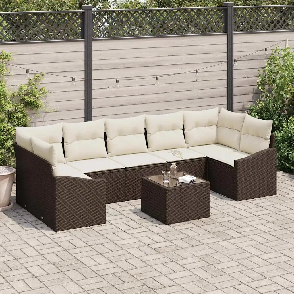 vidaXL Комплект дивани Кафяв и Кремав 55 x 55 x 37 см полиратан