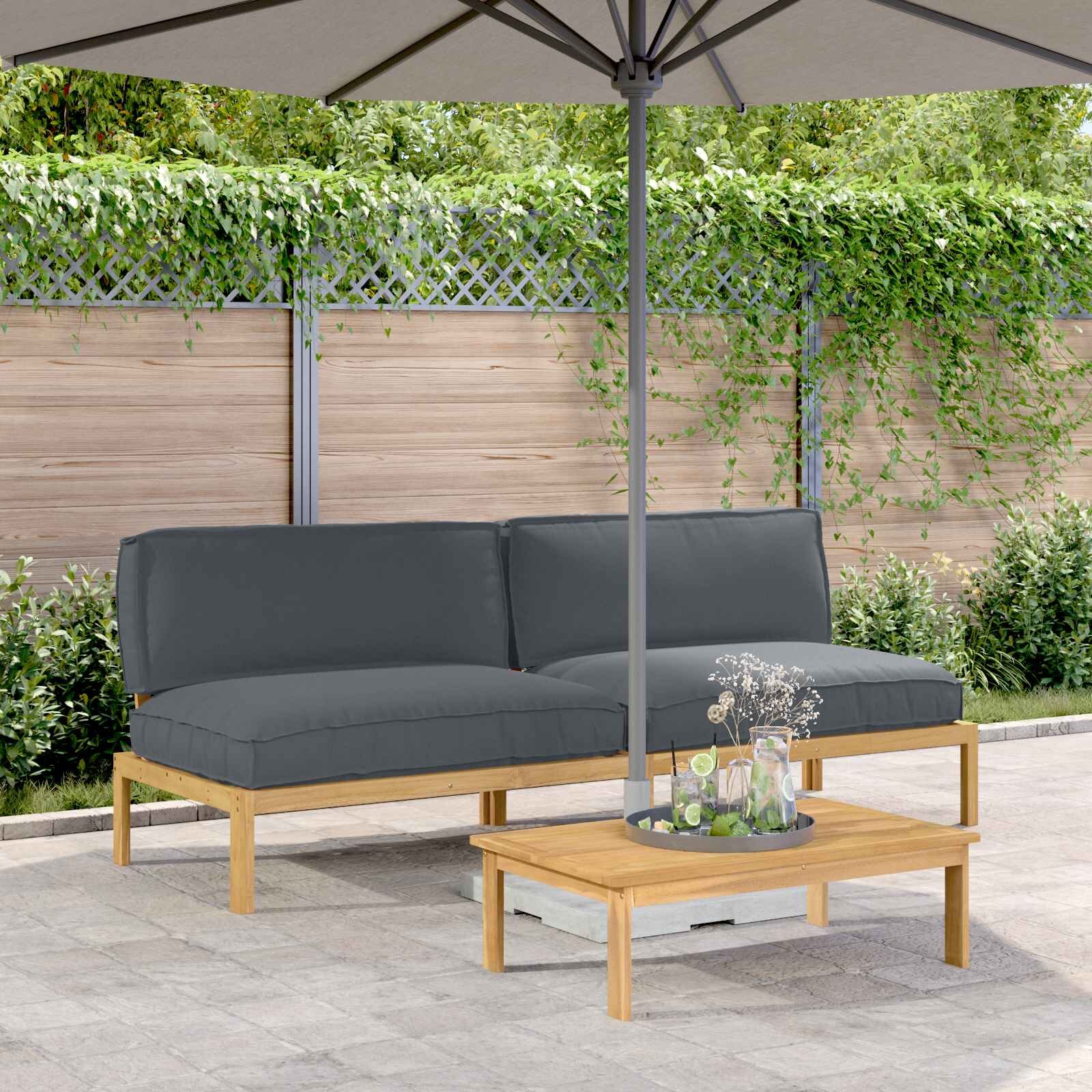 vidaXL Комплект дивани с възглавница Антрацит 240 x 92 x 69 см