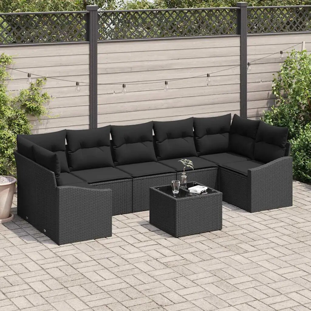 vidaXL Комплект дивани с възглавница Черно 55 x 55 x 37 см полиратан