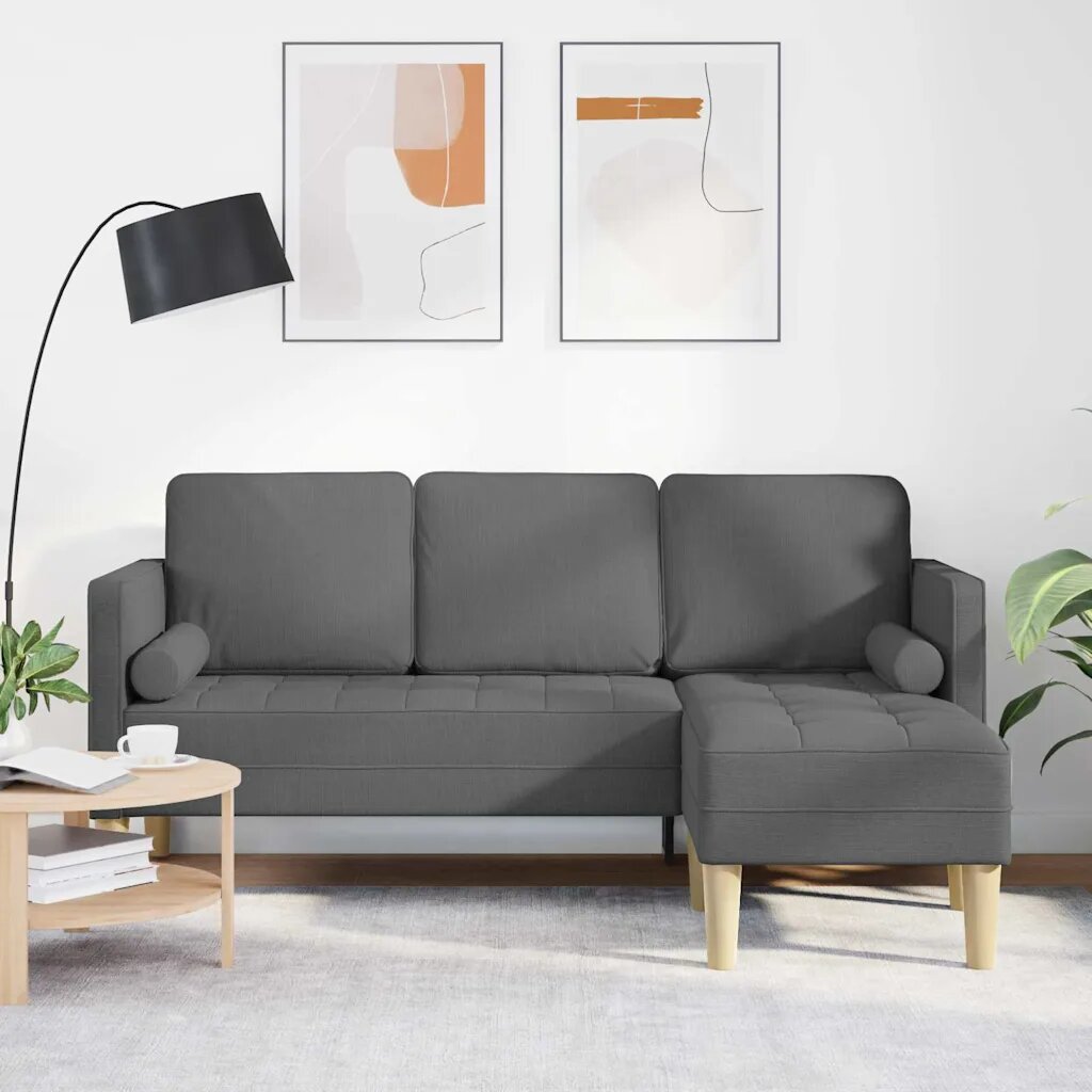 vidaXL Комплект дивани Тъмен сив 173 x 131 x 67 см Полиестер