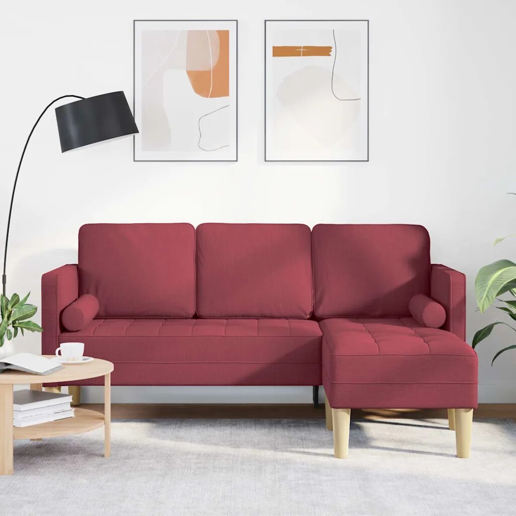 vidaXL Комплект дивани Виненочервен 173 x 131 x 67 см Полиестер