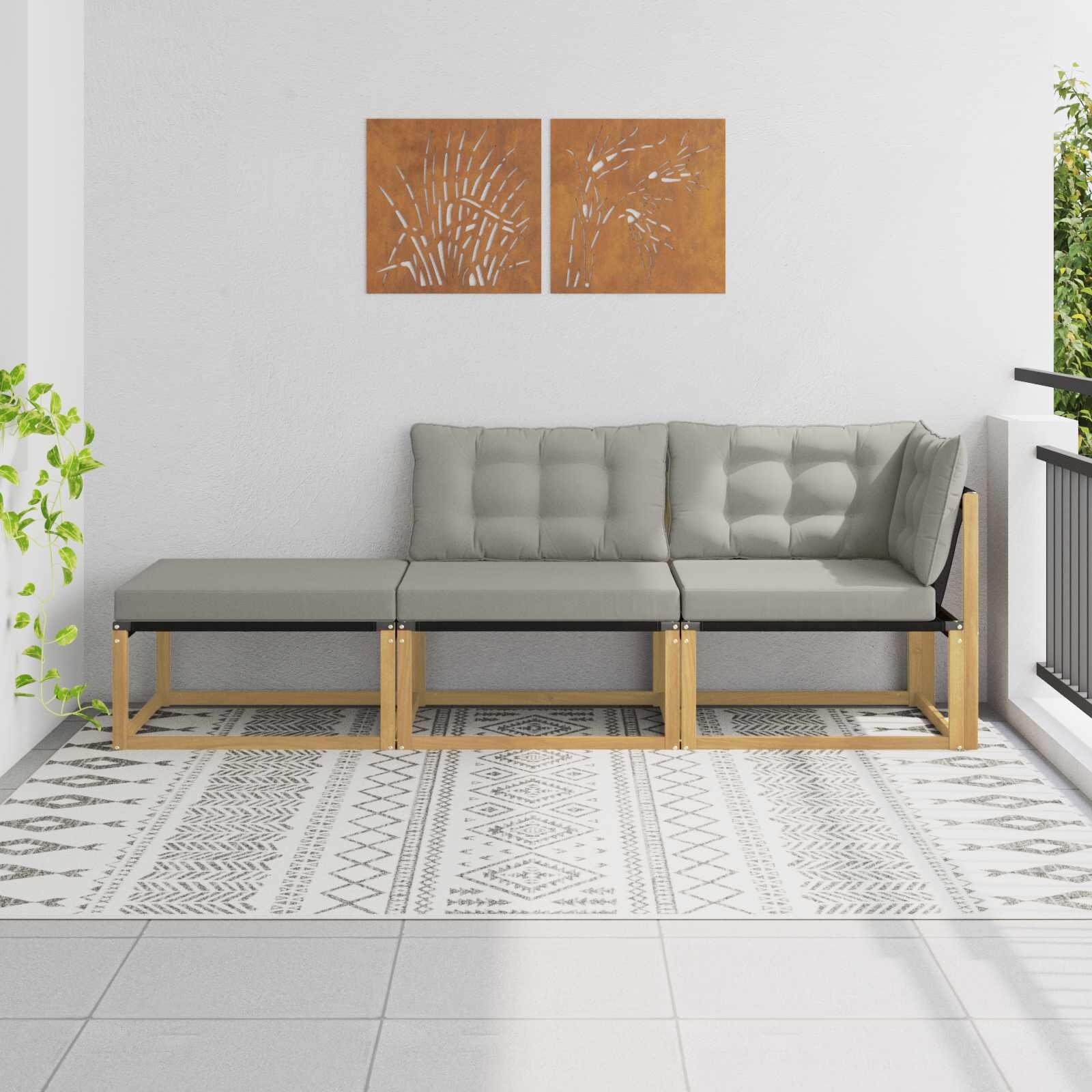 vidaXL Комплект дивани за открито Бяло и светлосиво 2415 x 83 x 73 см