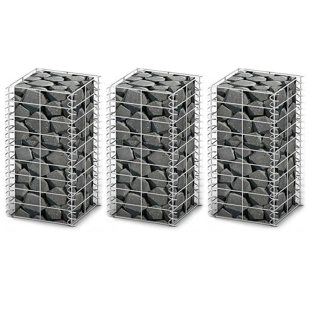 vidaXL Комплект габиони 3 бр поцинкована тел 25x25x50 см