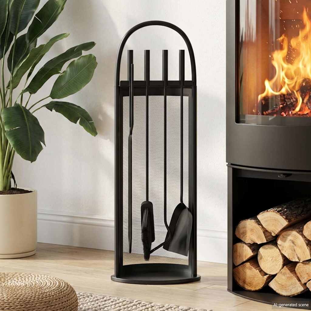 vidaXL Комплект инструменти за камина 5 части 23x15x66 см стомана
