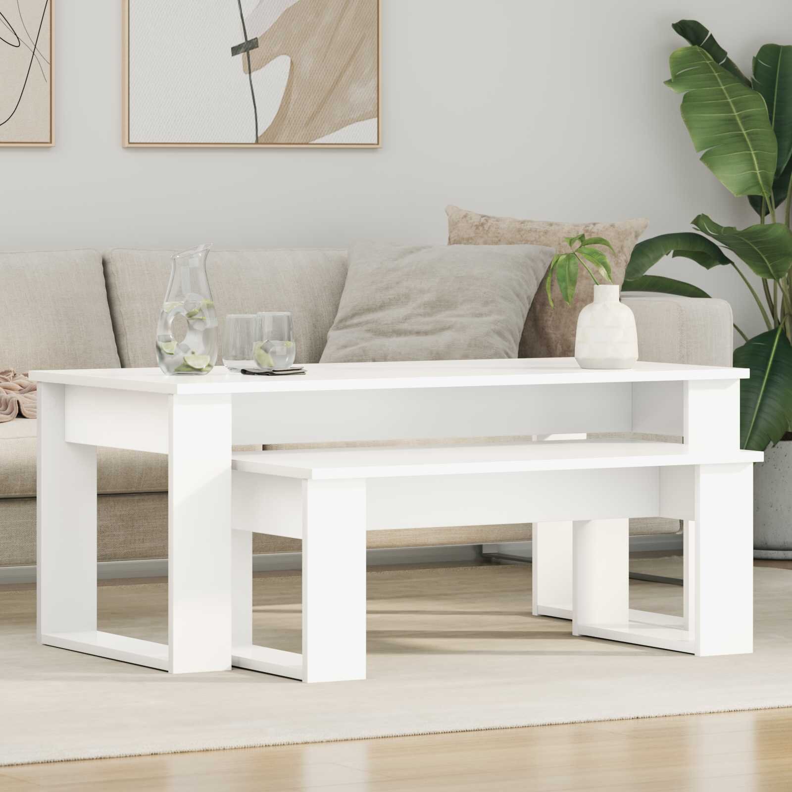 vidaXL Комплект кафе маса 2 бр. Бяло 100 x 50 x 42 см