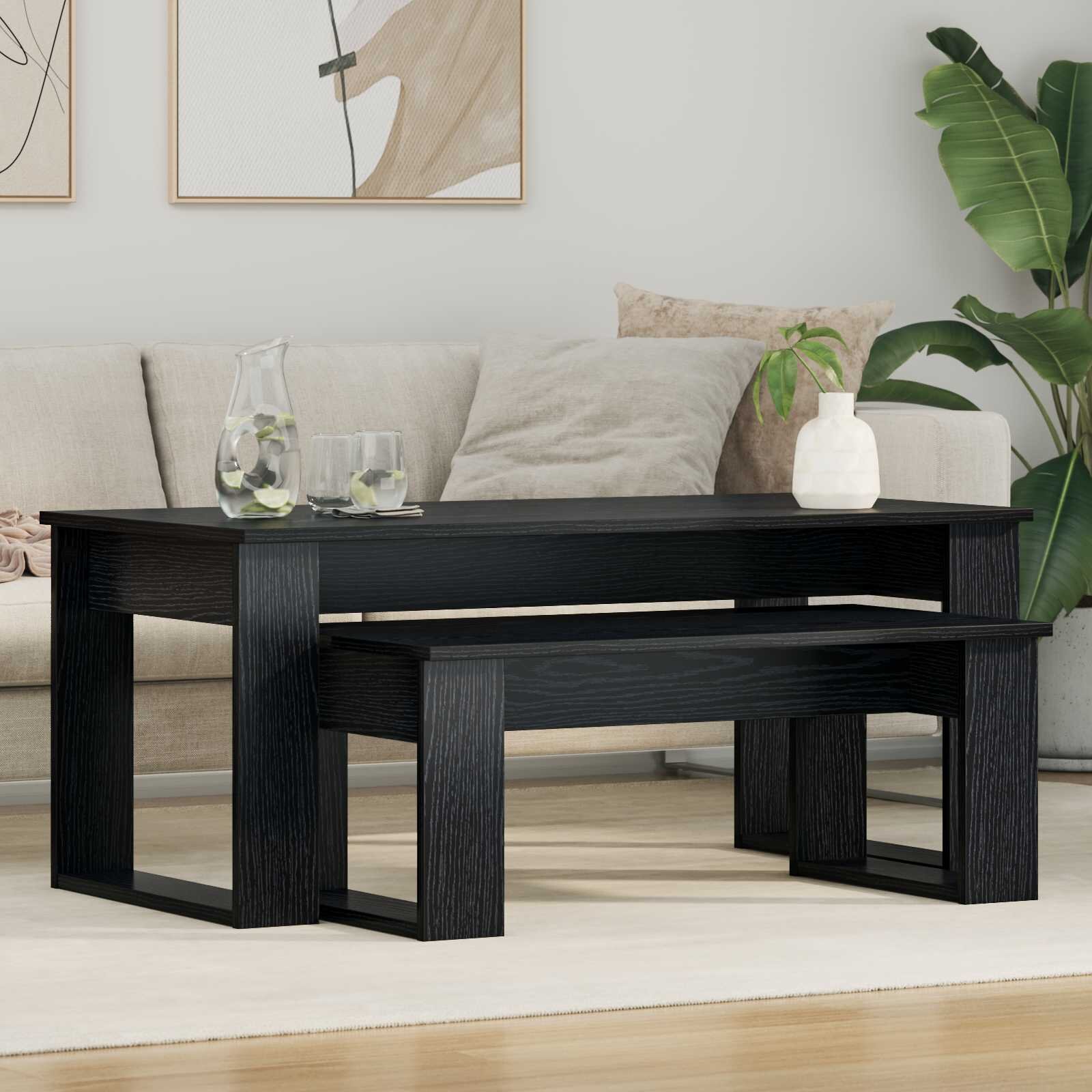 vidaXL Комплект кафе маса 2 бр. Черния дъб 100 x 50 x 42 см