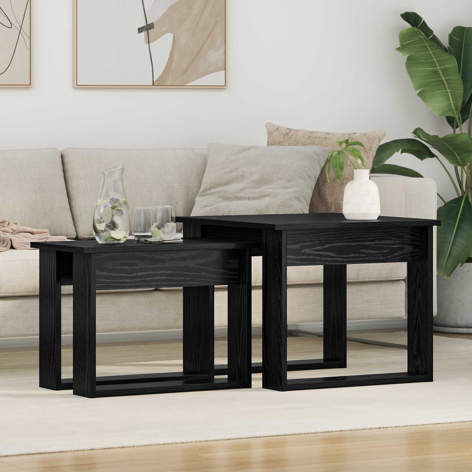 vidaXL Комплект кафе маса 2 бр. Черния дъб 50 x 52 x 42 см