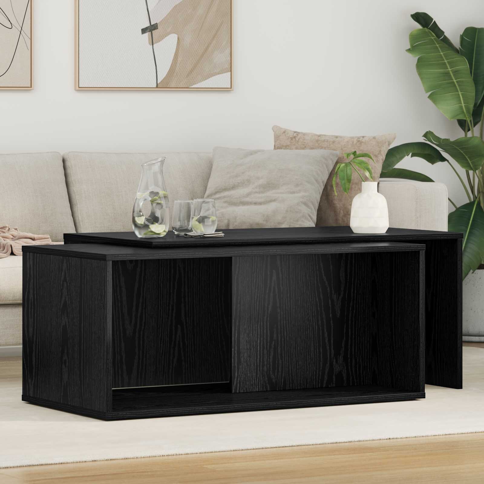 vidaXL Комплект кафе маса 2 бр. Черния дъб 90 x 48 x 40 см