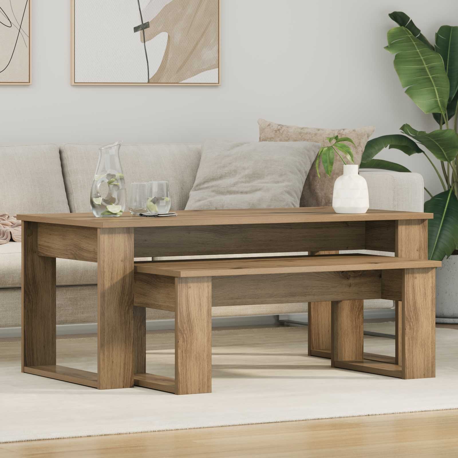 vidaXL Комплект кафе маса 2 бр. Дъб 100 x 50 x 42 см