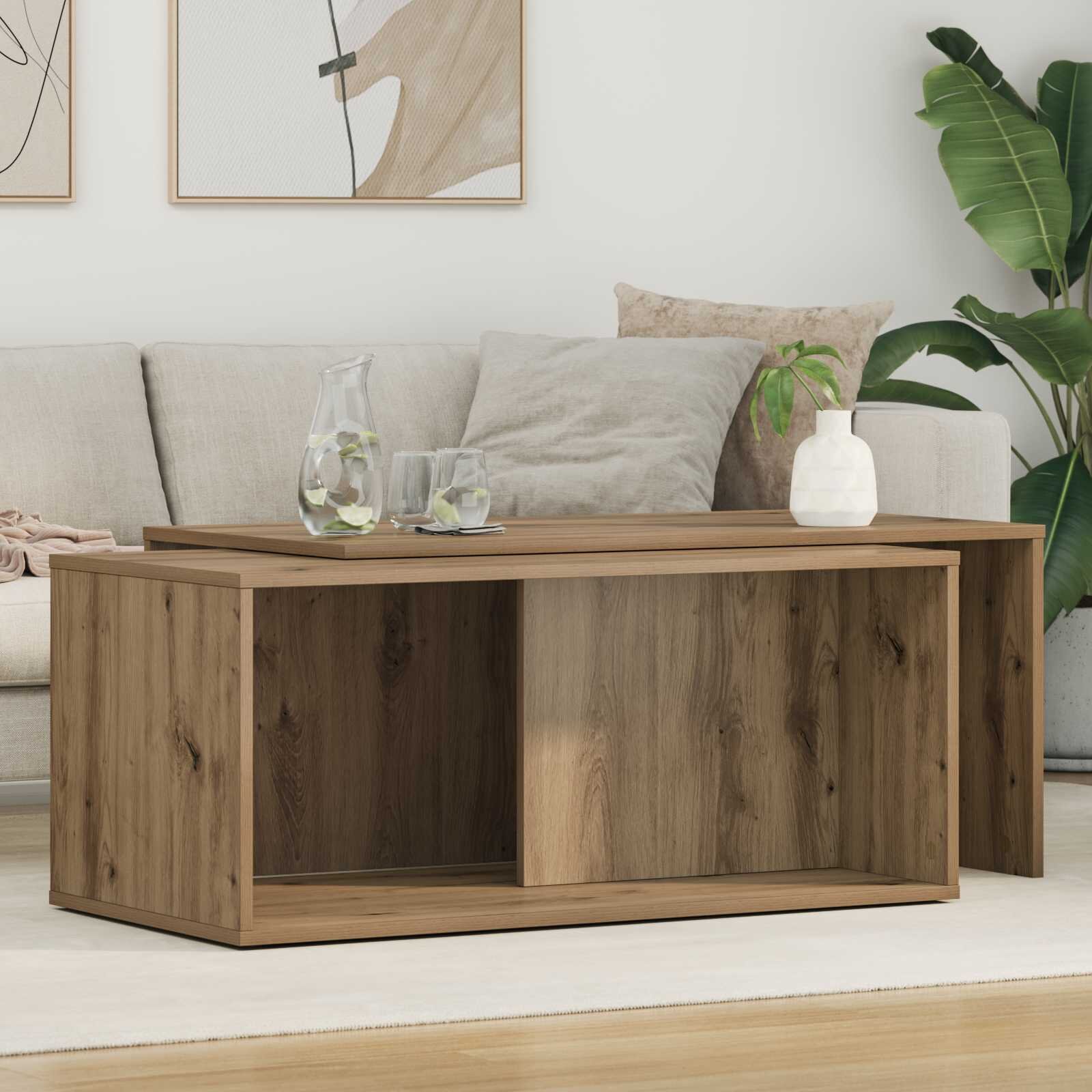 vidaXL Комплект кафе маса 2 бр. Дъб 90 x 48 x 40 см