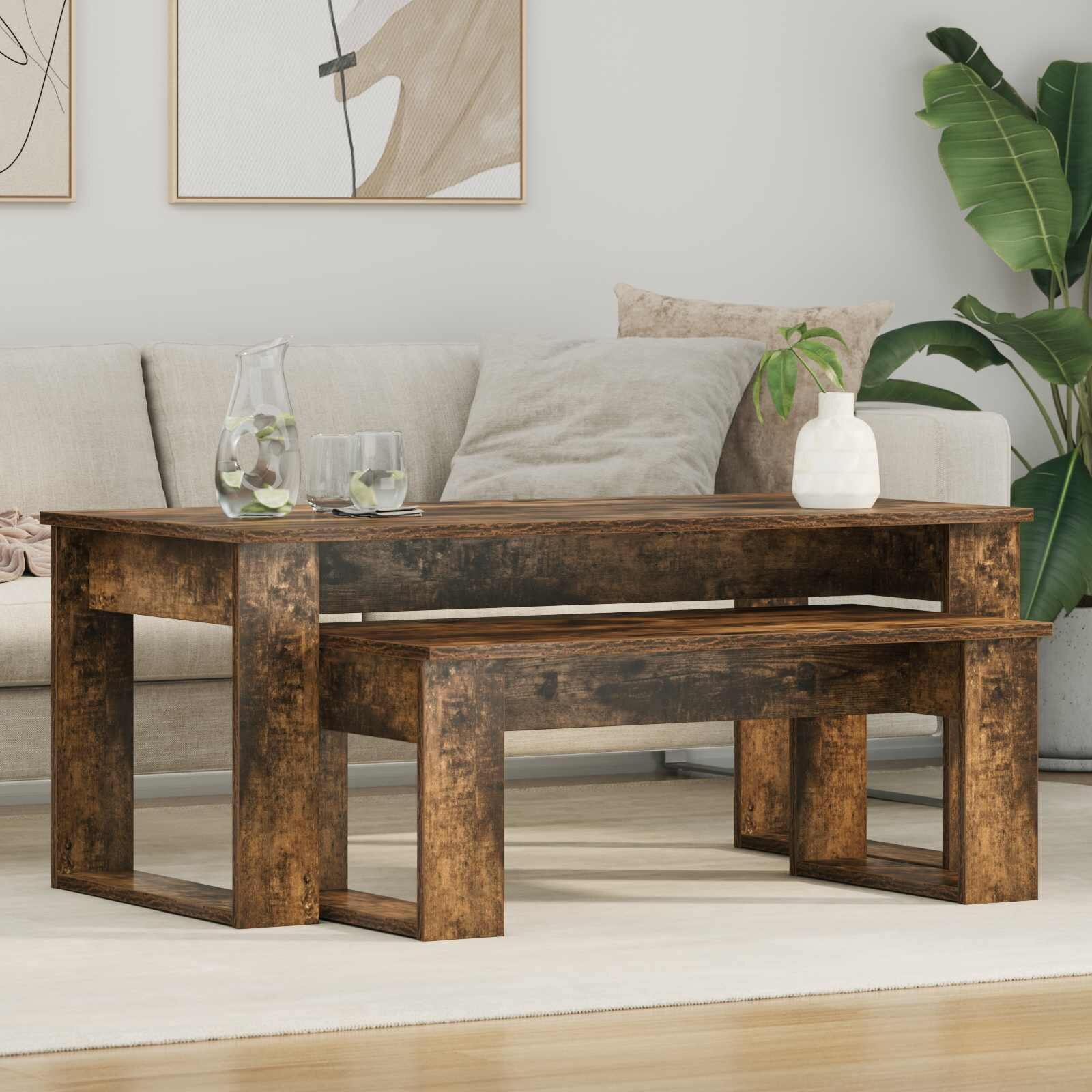 vidaXL Комплект кафе маса 2 бр. Димян дъб 100 x 50 x 42 см