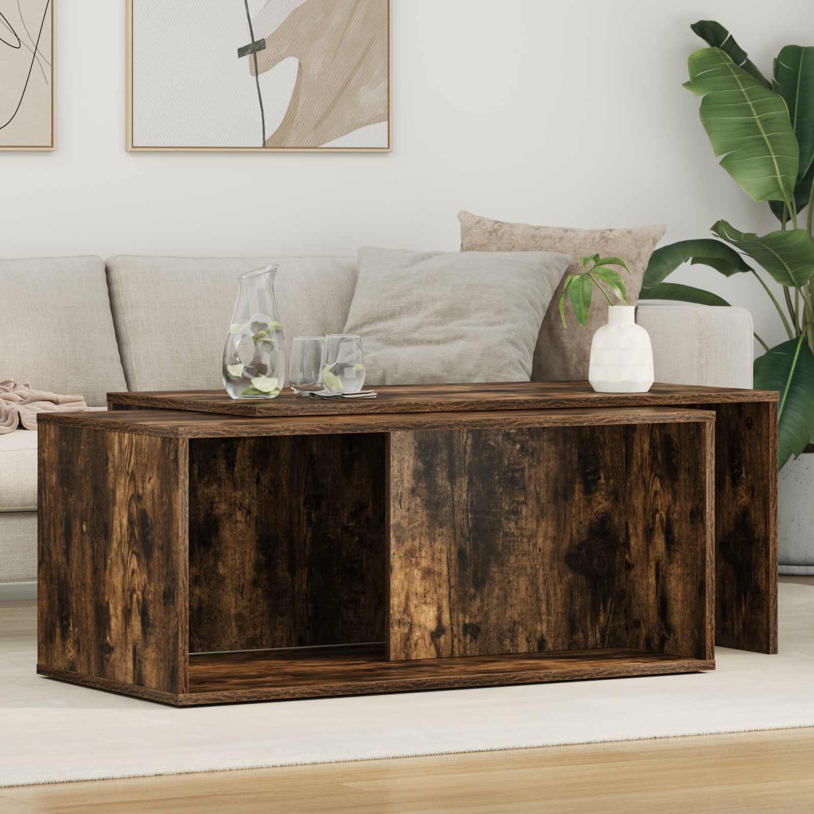 vidaXL Комплект кафе маса 2 бр. Димян дъб 90 x 48 x 40 см