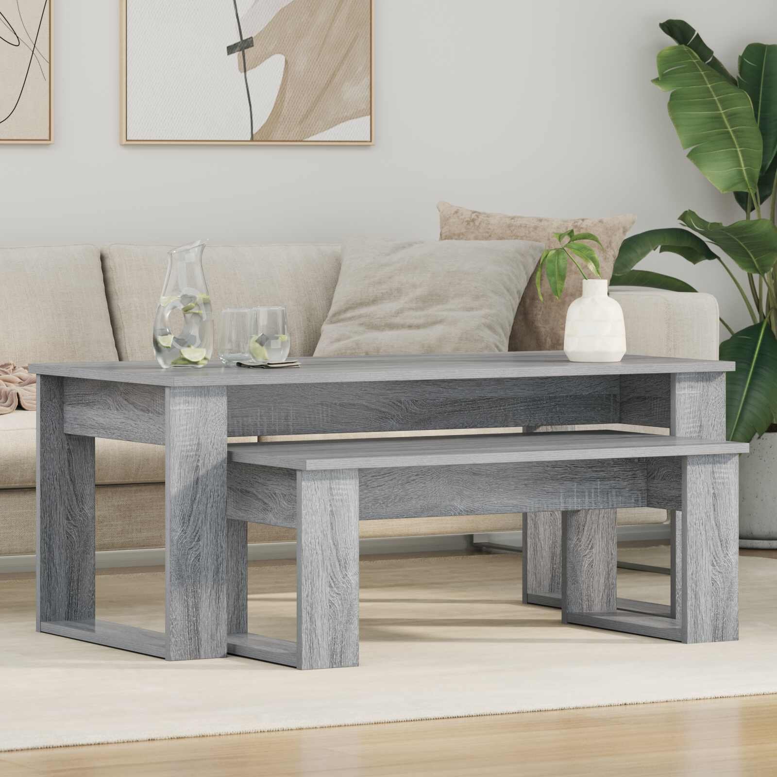 vidaXL Комплект кафе маса 2 бр. Сив Сонома 100 x 50 x 42 см