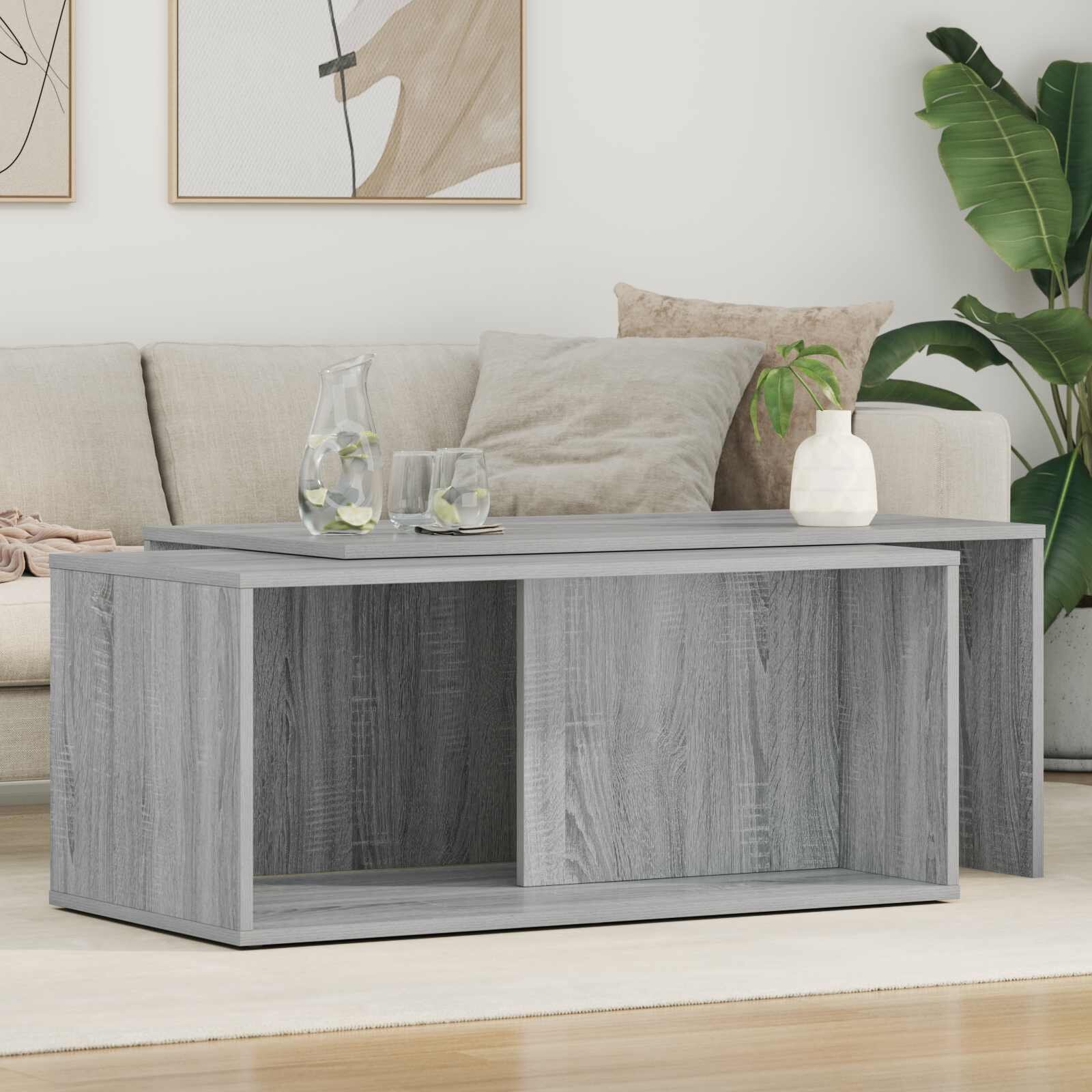 vidaXL Комплект кафе маса 2 бр. Сив Сонома 90 x 48 x 40 см