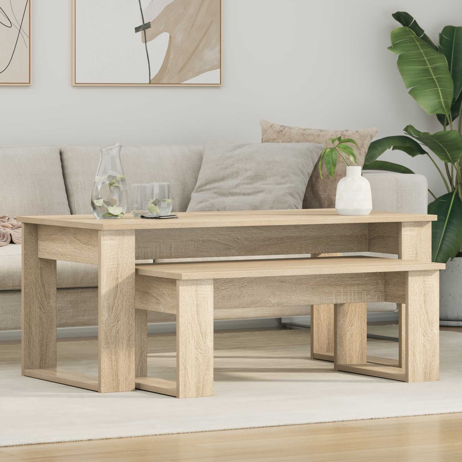 vidaXL Комплект кафе маса 2 бр. Сонома дъб 100 x 50 x 42 см