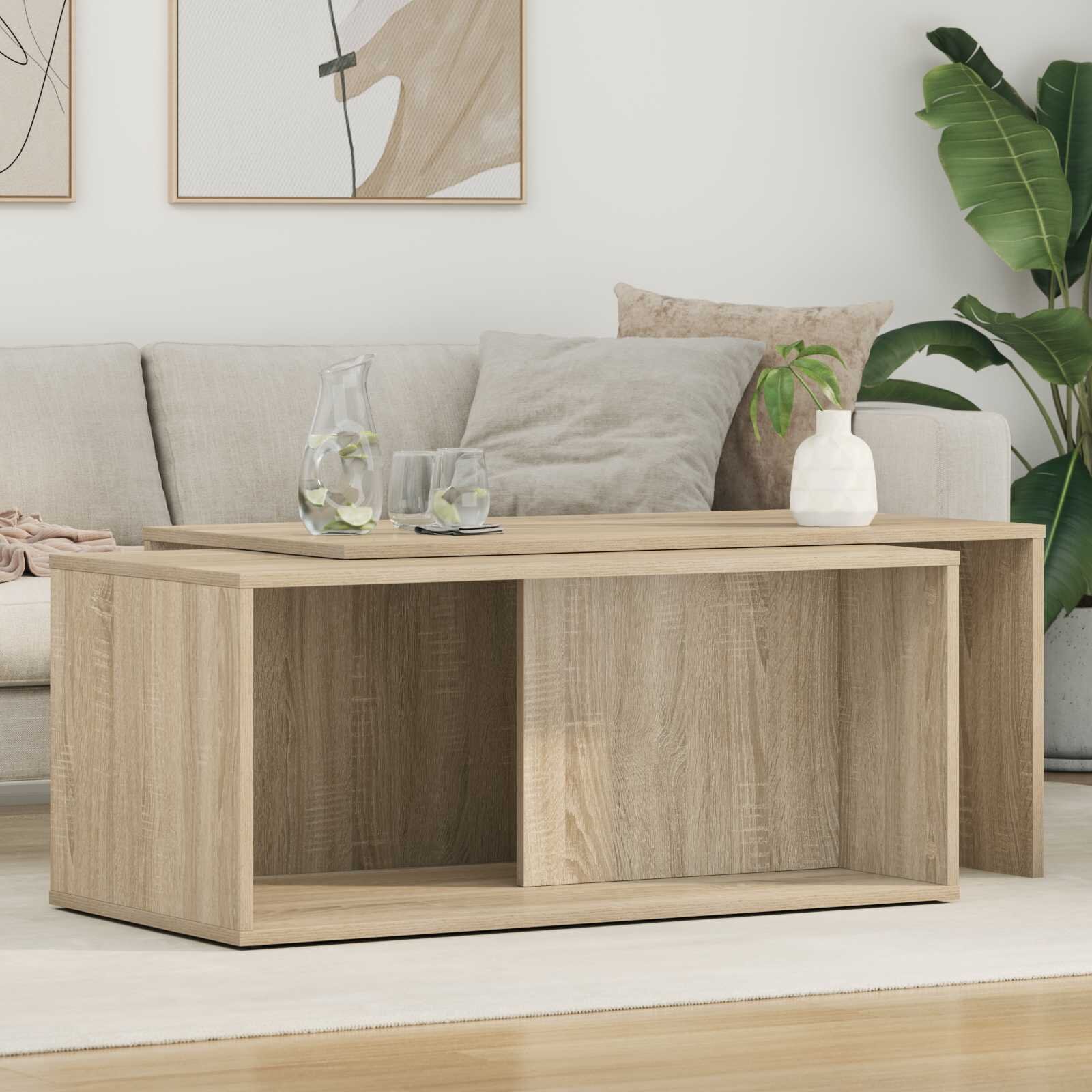 vidaXL Комплект кафе маса 2 бр. Сонома дъб 90 x 48 x 40 см