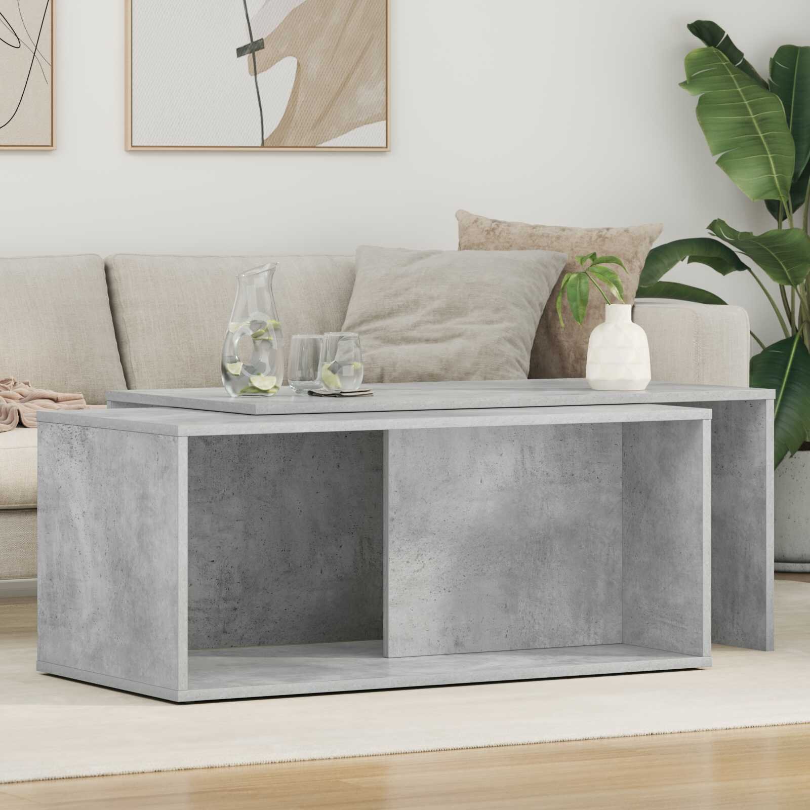 vidaXL Комплект кафе маса 2 бр. Циментено сиво 90 x 48 x 40 см