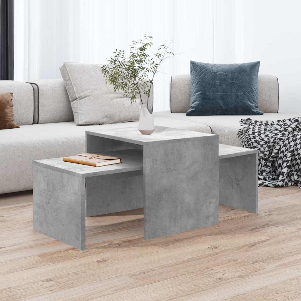 vidaXL Комплект кафе маси бетонно сив 100x48x40 см инженерно дърво