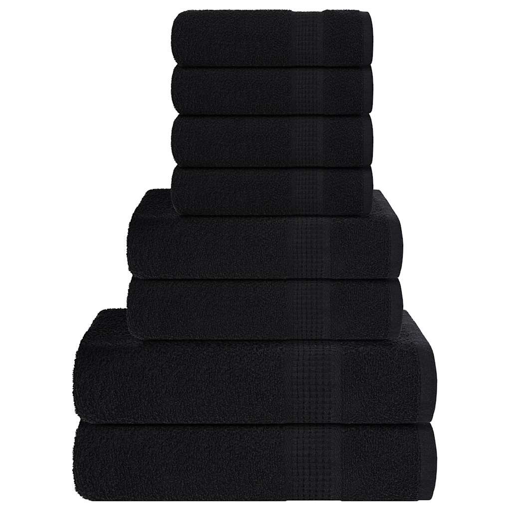 vidaXL Комплект кърпи FROGN от 8 части Черни 360 г/м²