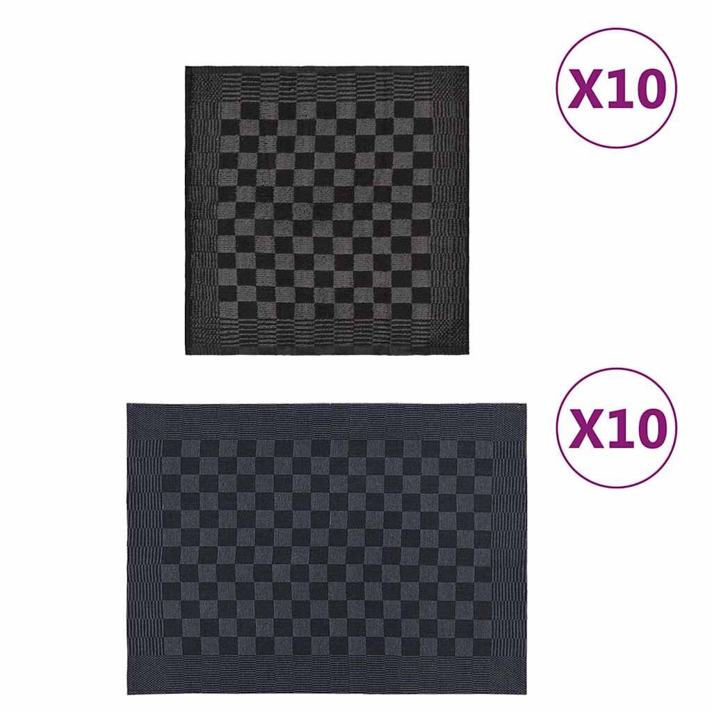 vidaXL Комплект кърпи от 20 части черен и сив памук