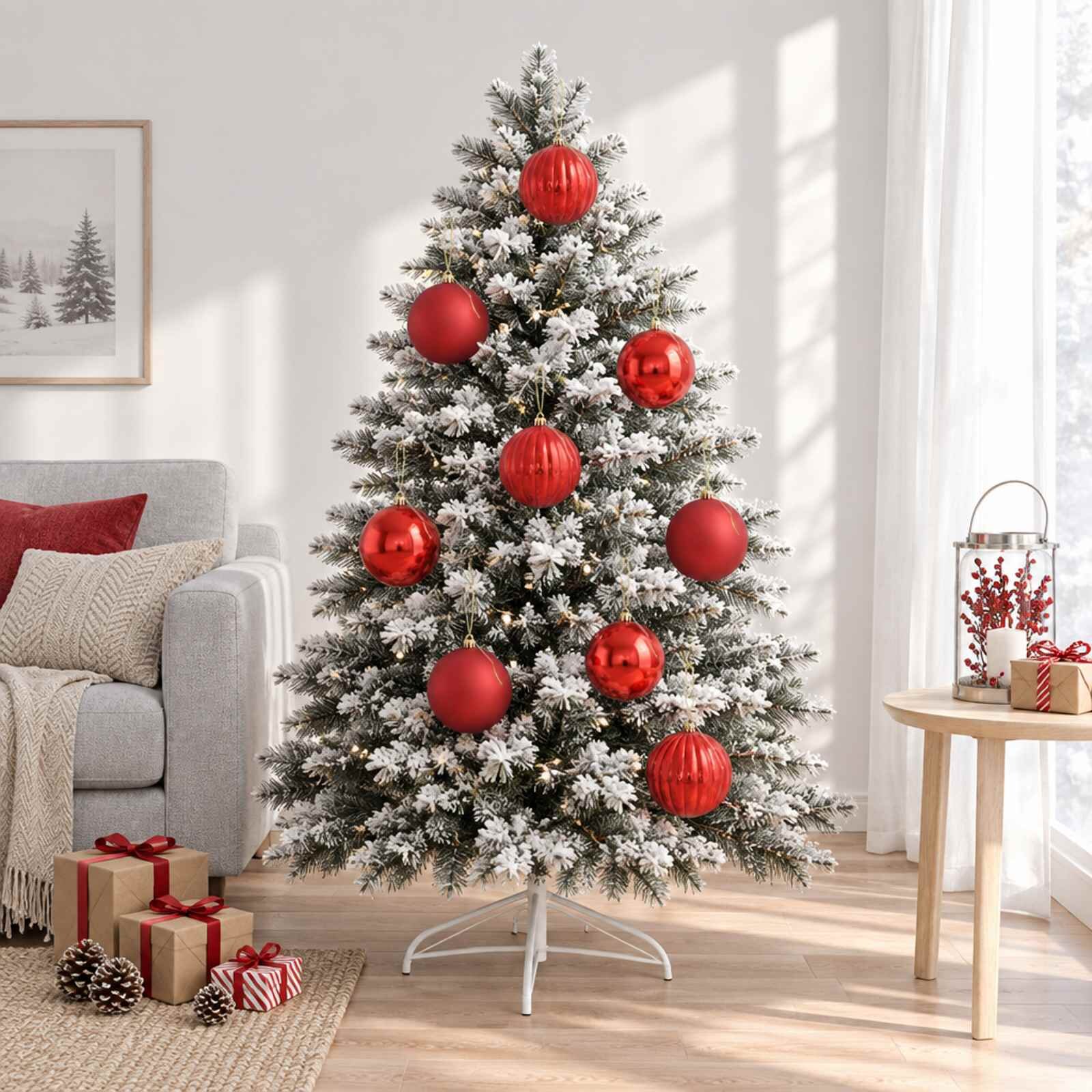 vidaXL Комплект коледни топки XXL 4 бр. Червено Диам. 20 cm Пластмаса