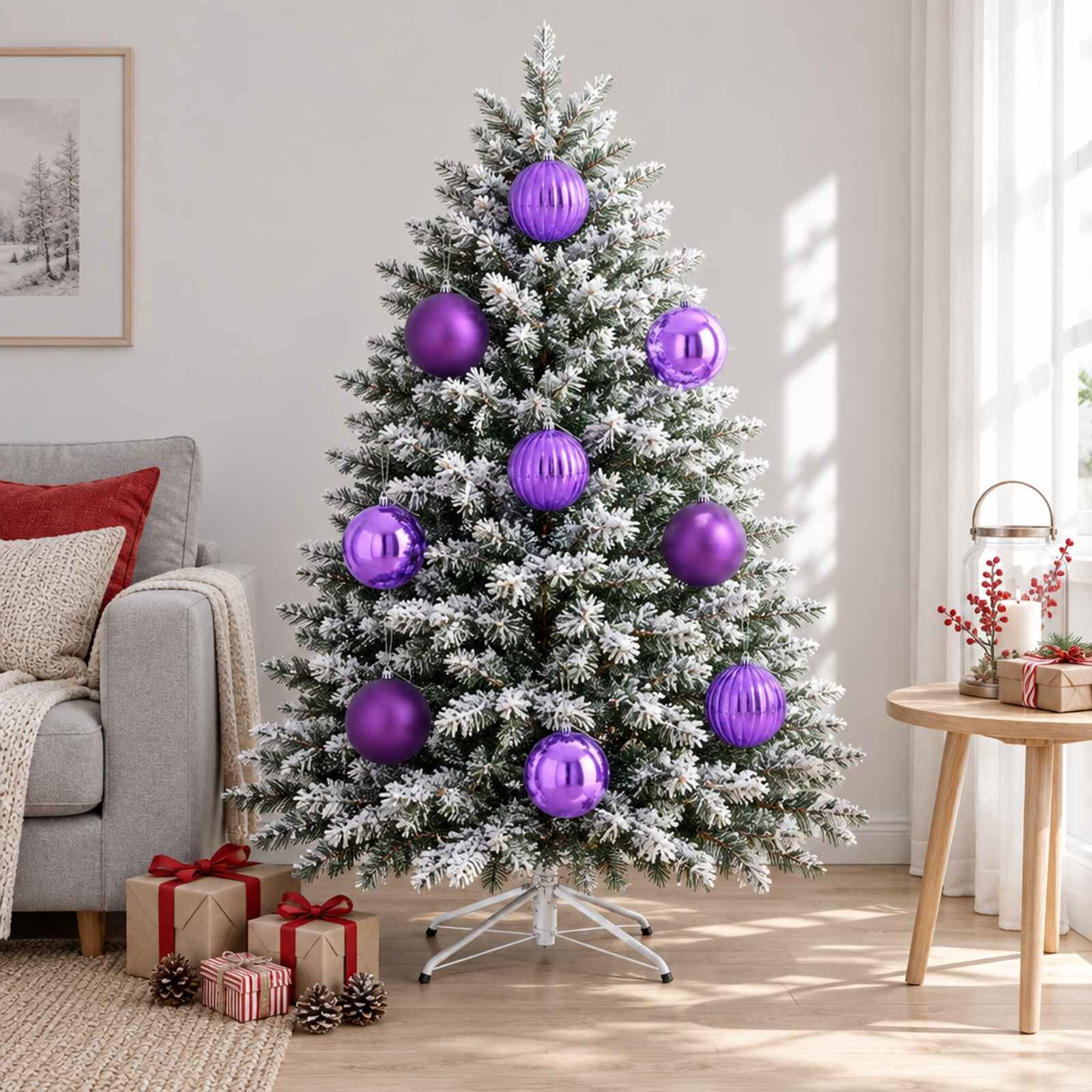 vidaXL Комплект коледни топки XXL 4 бр. Лилав Диам. 20 cm Пластмаса