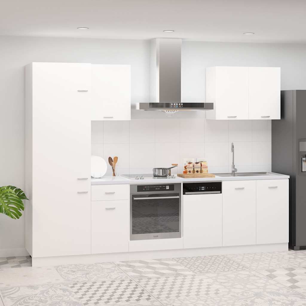 vidaXL Комплект кухненски шкафове 7 части "Lyon" бяло инженерно дърво