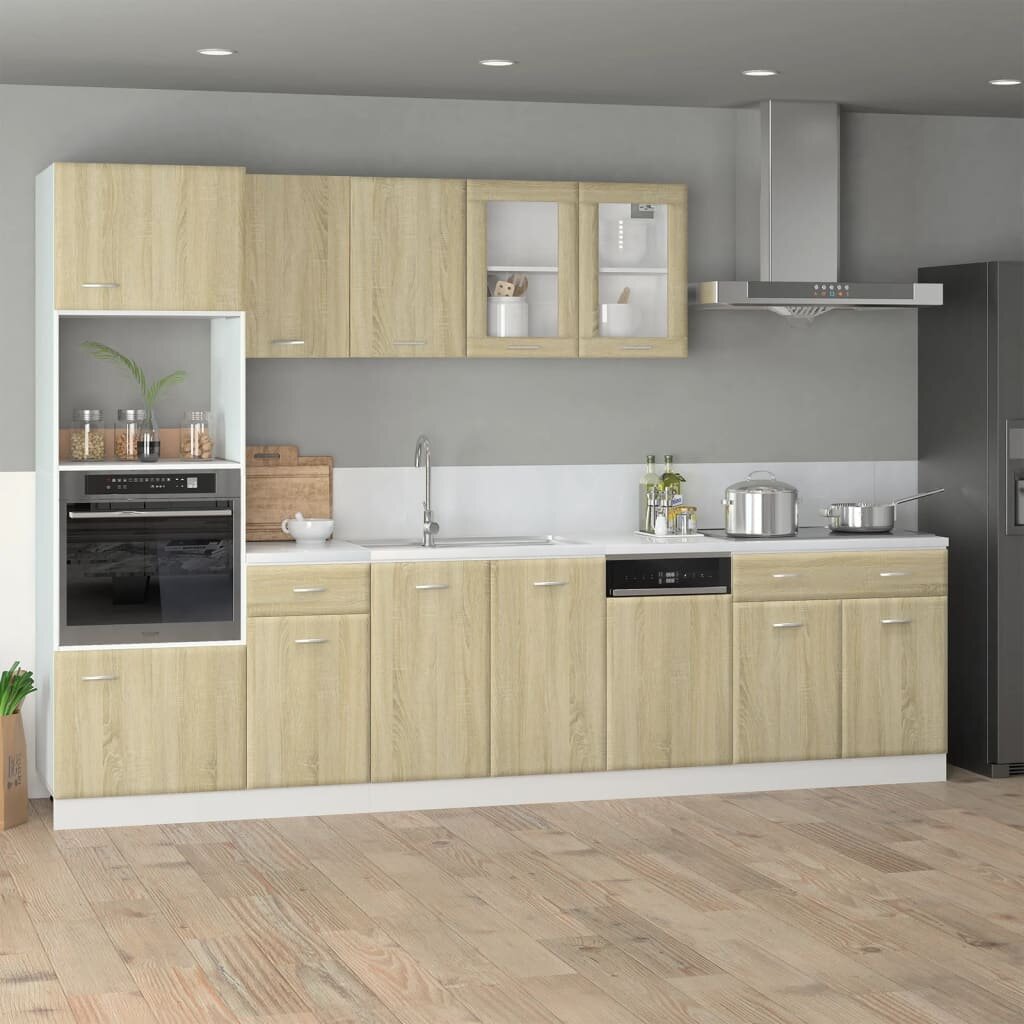 vidaXL Комплект кухненски шкафове 7 части "Lyon" дъб сонома инженерно дърво